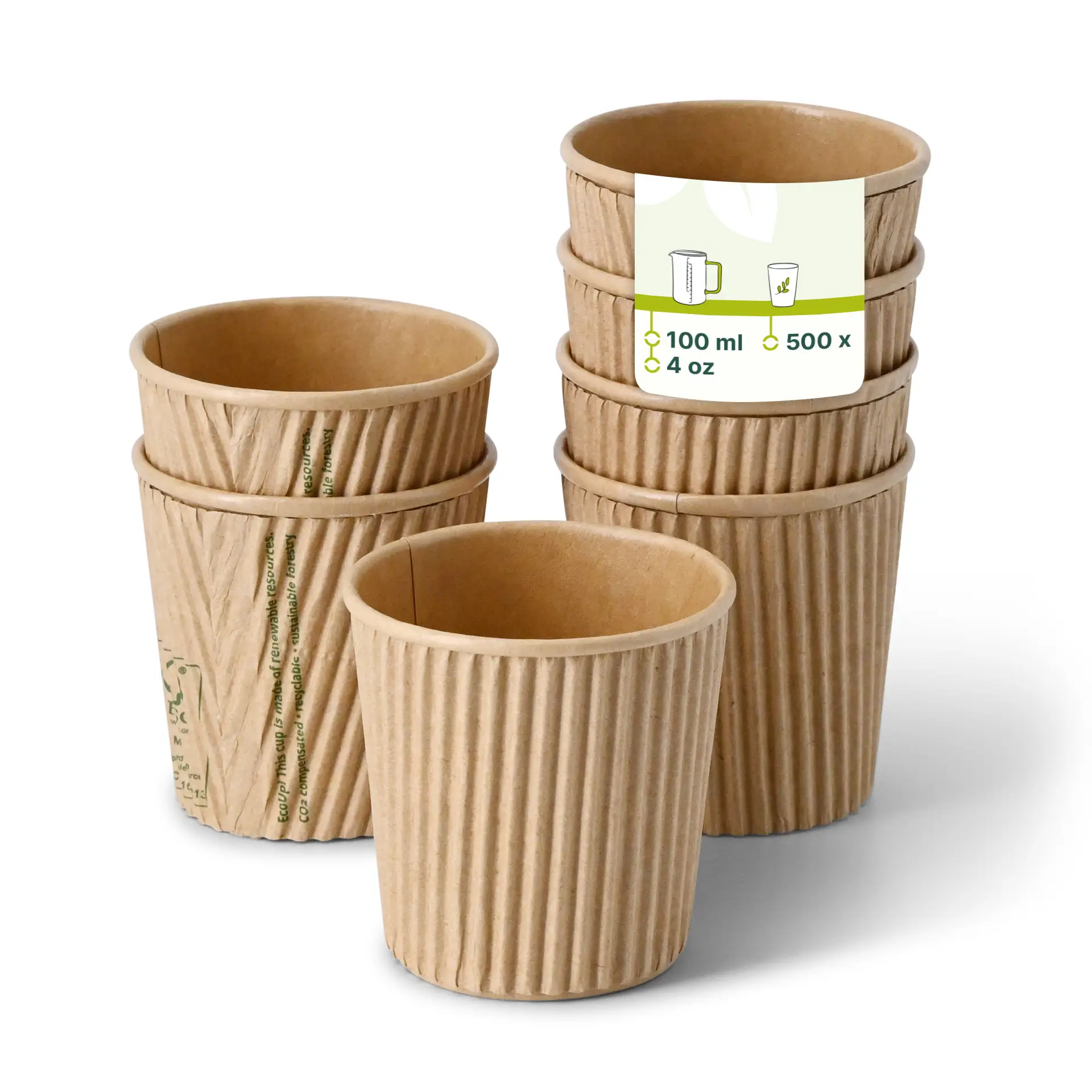 Riffelbecher / Kaffee to go Becher 100 ml / 4 oz, Ø 62 mm, braun