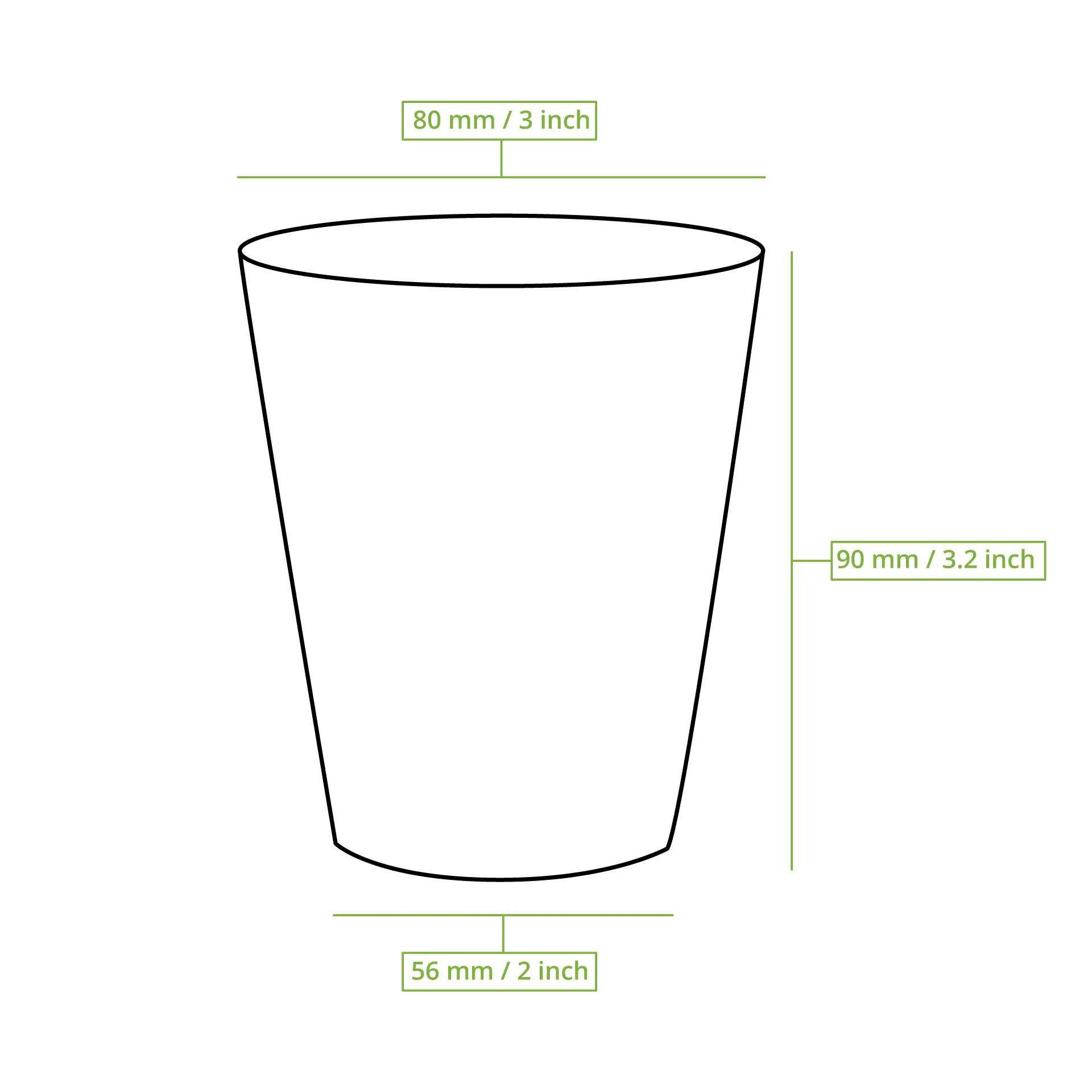 8 oz Paper cups single wall, Ø 80 mm, black