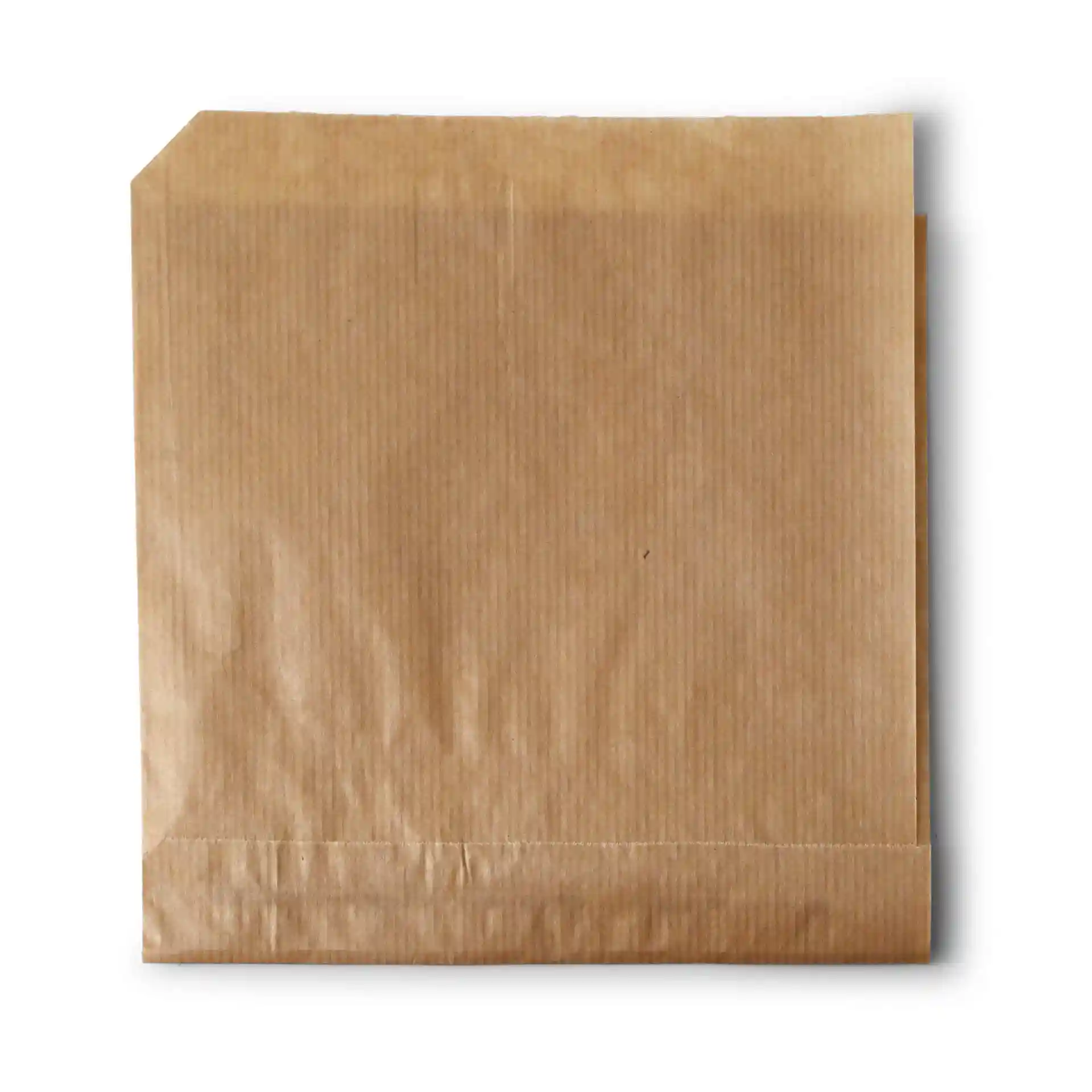 Braune Papiertüte für Snacks, 16 x 15 cm, mit zwei offenen Seiten und glatter Oberfläche.