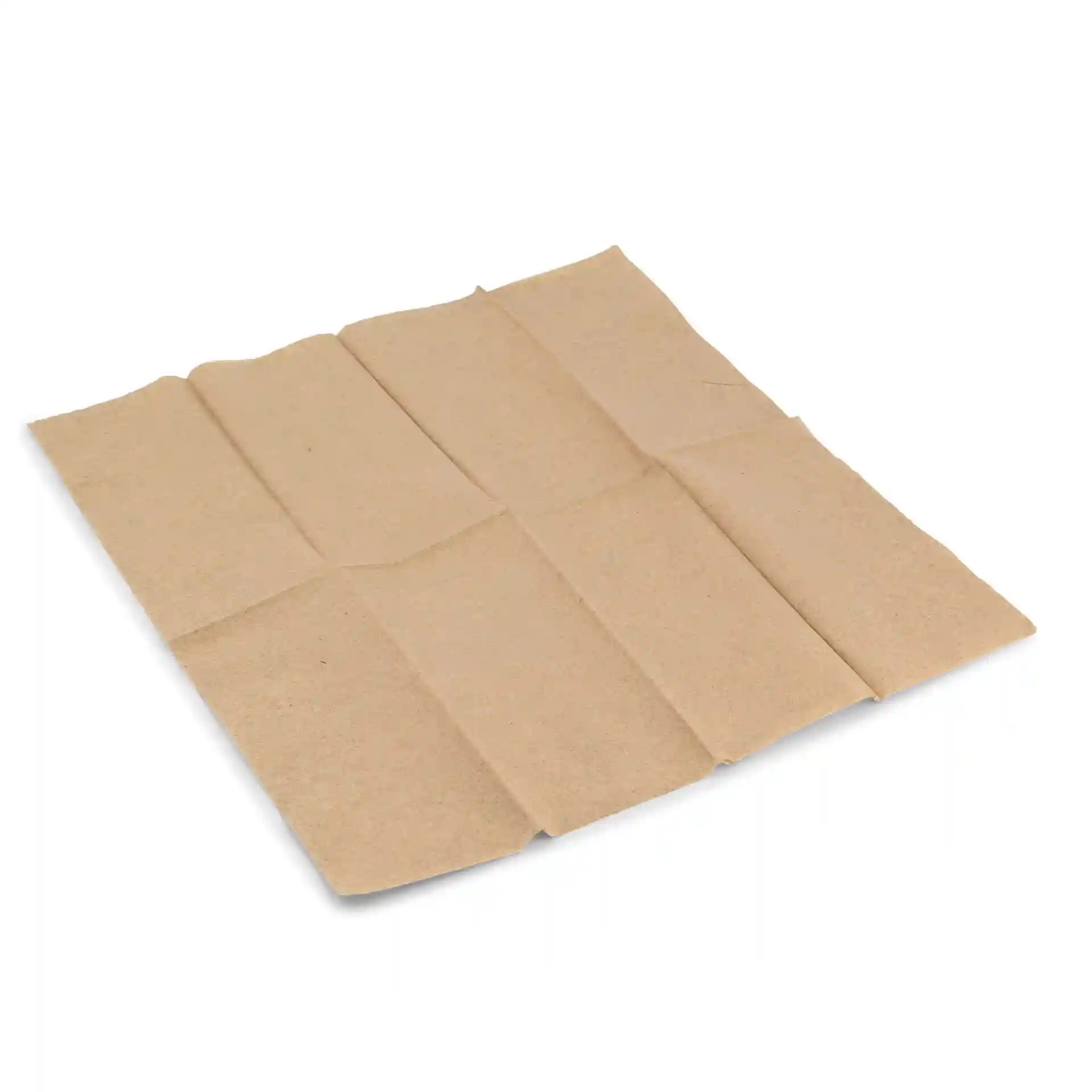 Rechteckige ungebleichte Recycling-Papierserviette, 32,5 x 32,5 cm, mit grünem Etikett "Hergestellt von der Natur".