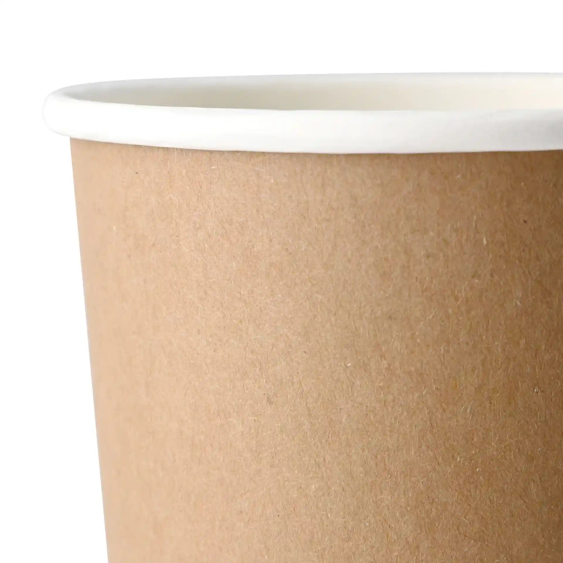 Brown double wall coffee cup with a white interior, 200 ml capacity, and 80 mm diameter.