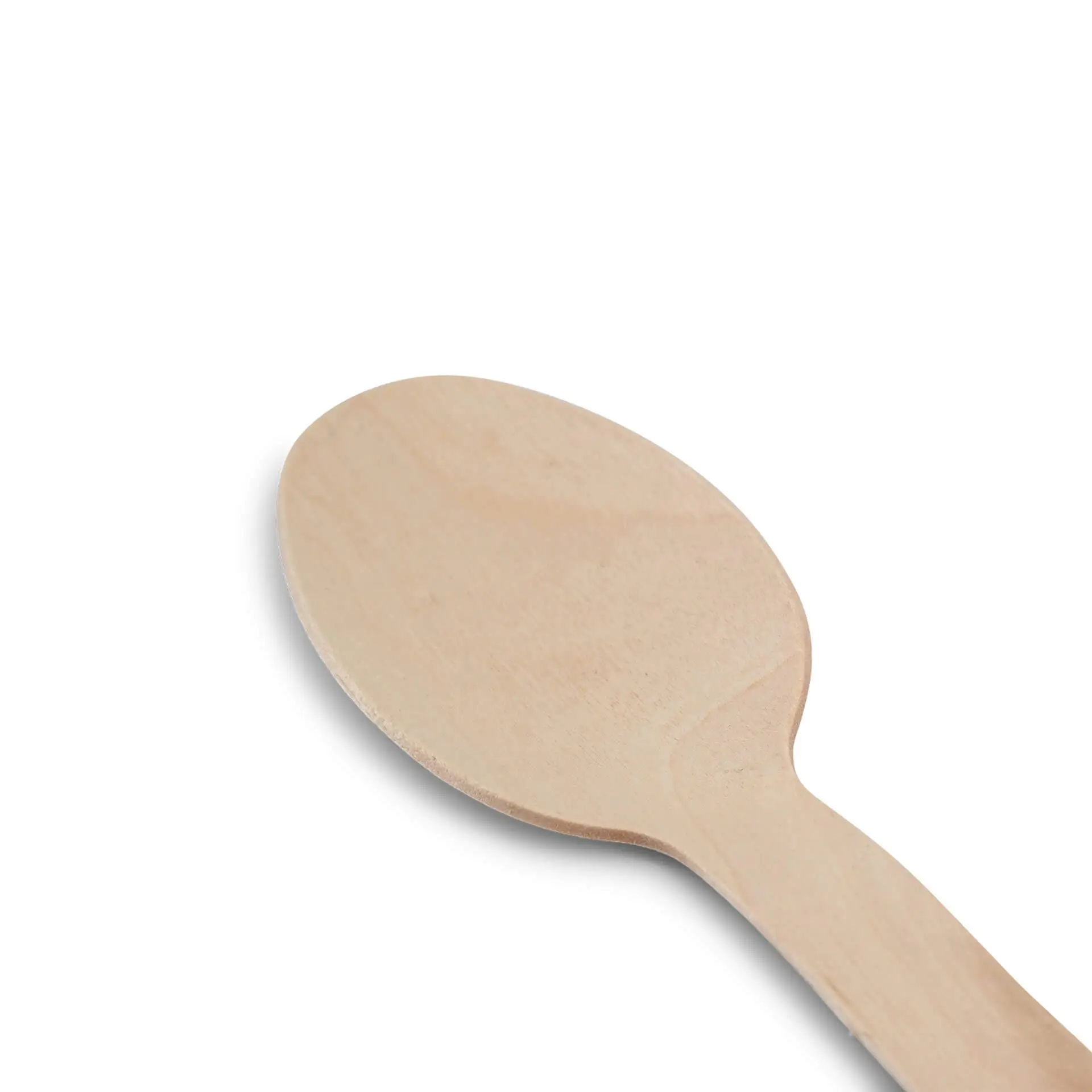 Wooden spoon with a smooth surface, approximately 18 cm long, made of brown wood with a bio-coated finish.