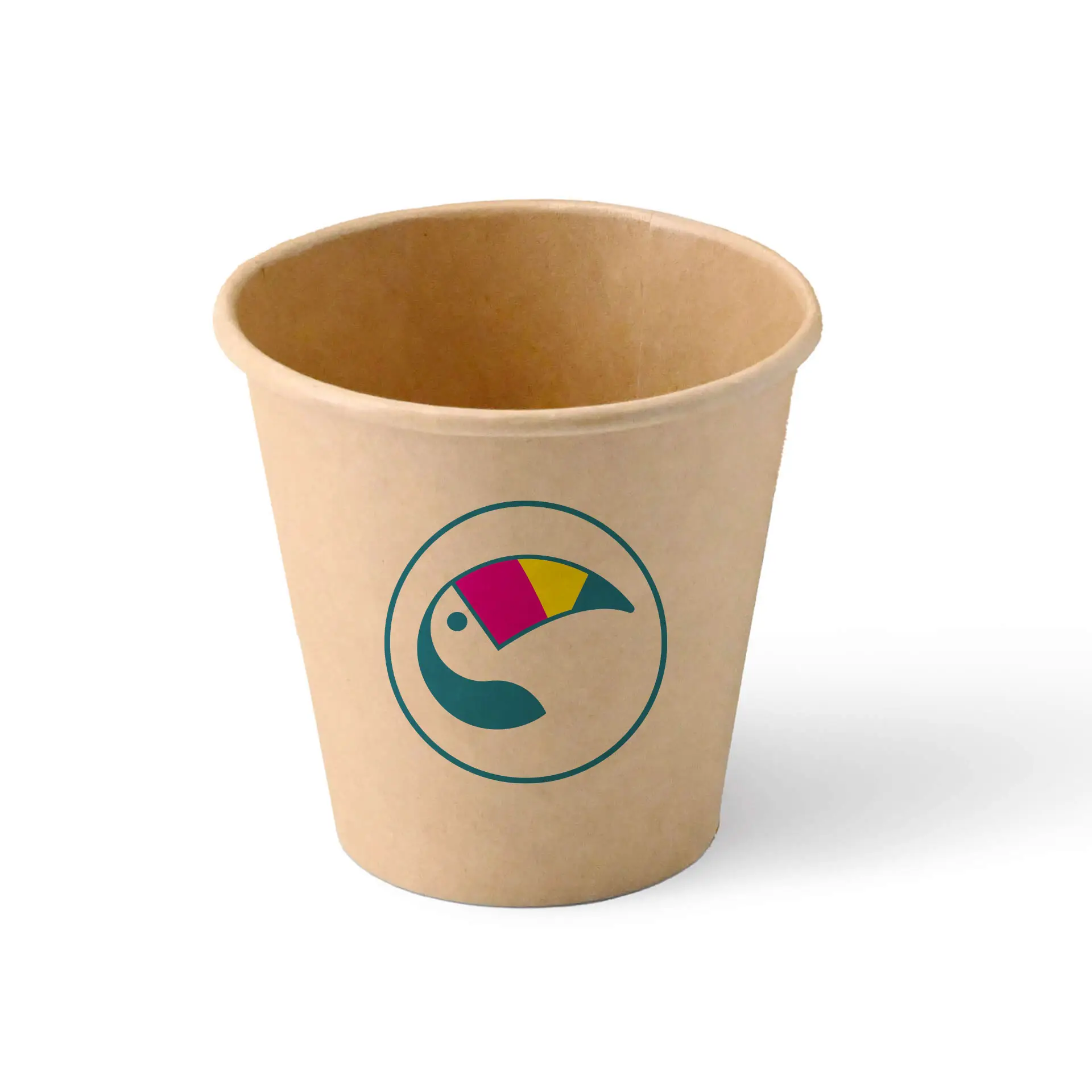 Pappbecher mit Logo (einwandig), 50 ml / 6 oz, braun, PLA-beschichtet