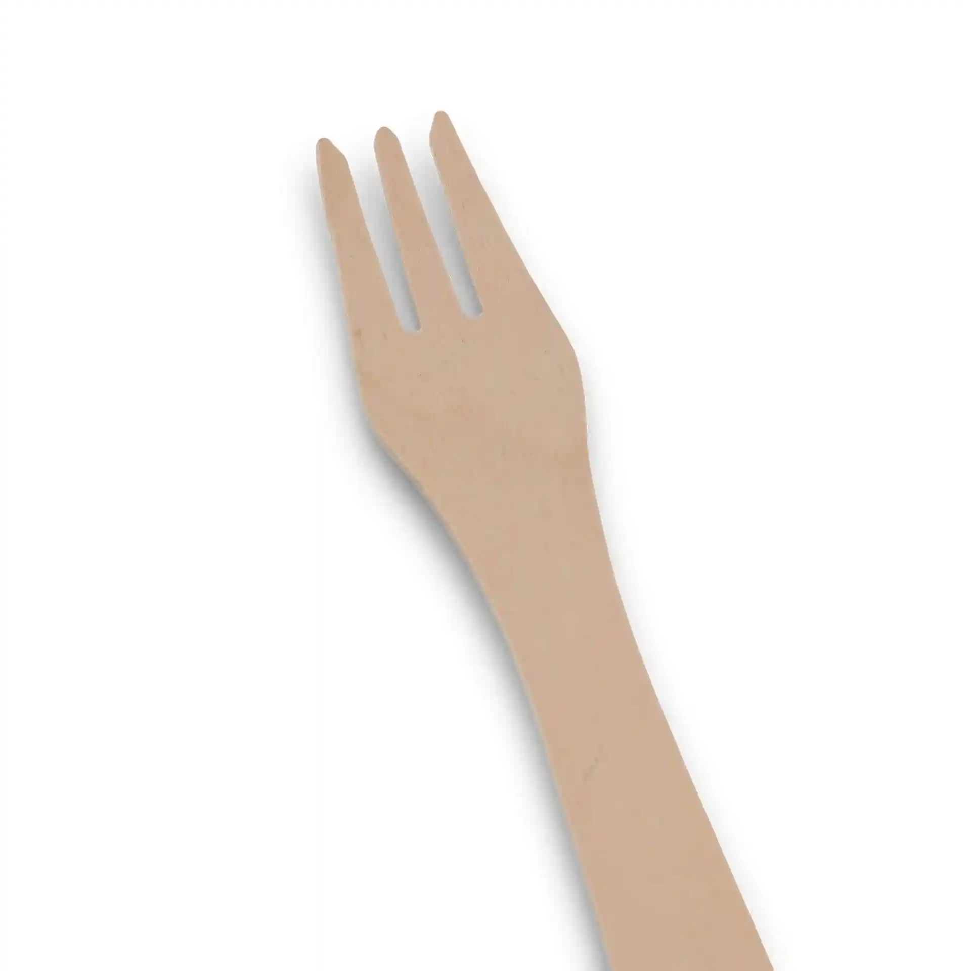 Wooden fork with three prongs, 18 cm long, made of brown wood with a bio-coated finish.