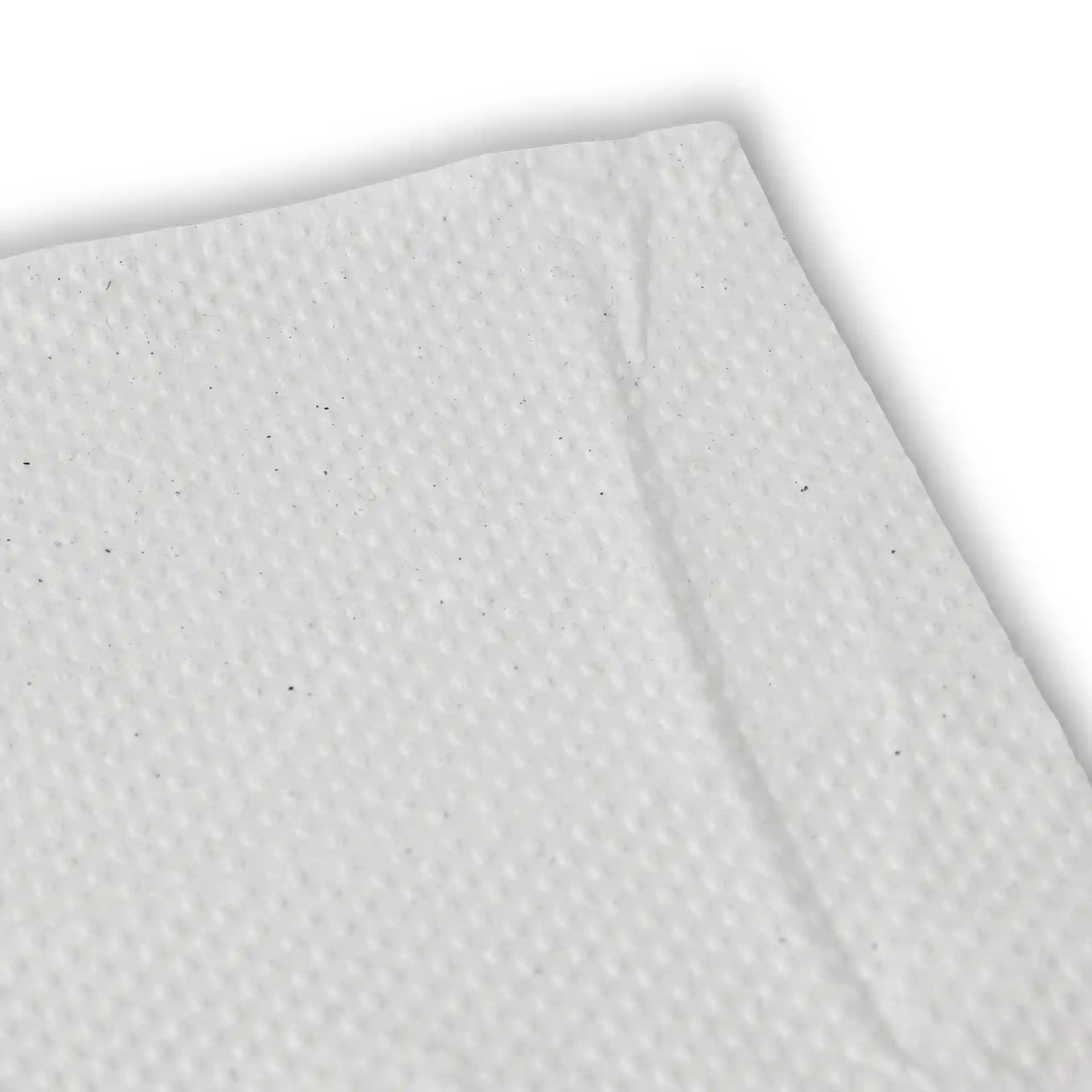 Nahaufnahme eines weißen, strukturierten, 2-lagigen gefalteten Handtuchs aus rPaper.