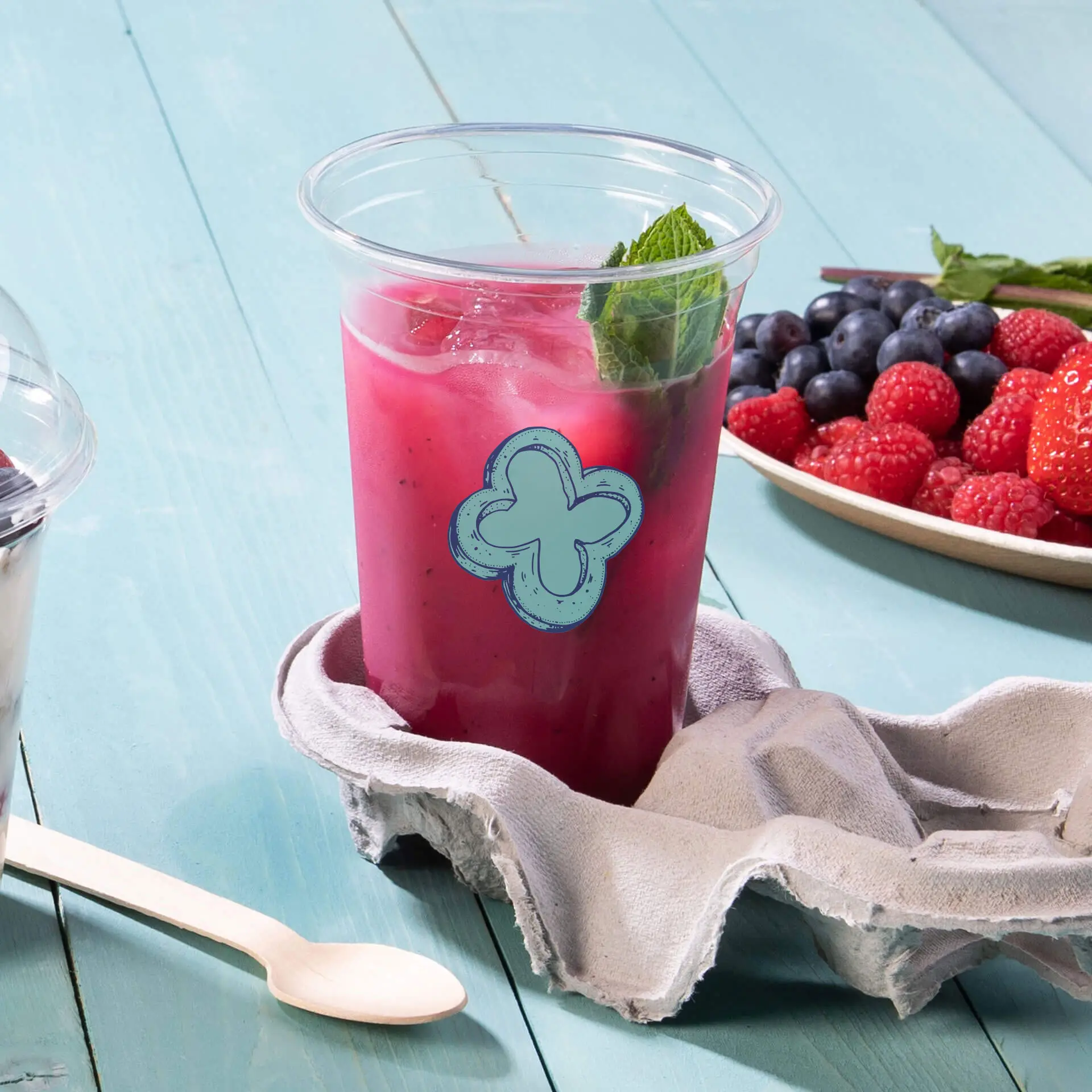 Plastikbecher bedrucken 500 ml / 20 oz, transparent, rPET