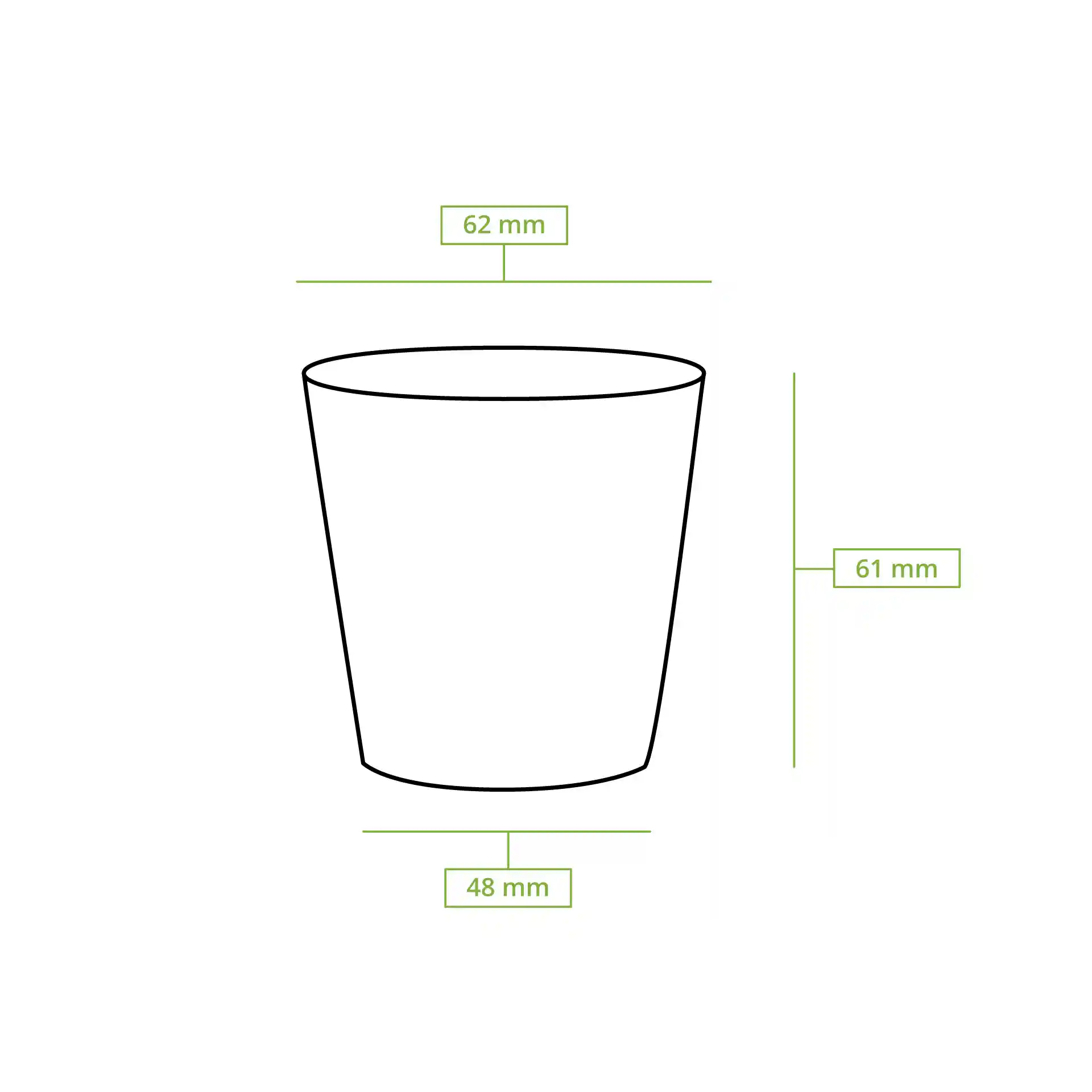 Schematische Zeichnung eines gerippten Bechers mit Maßlinien, die eine Höhe von 90 mm und einen oberen Durchmesser von 80 mm anzeigen.