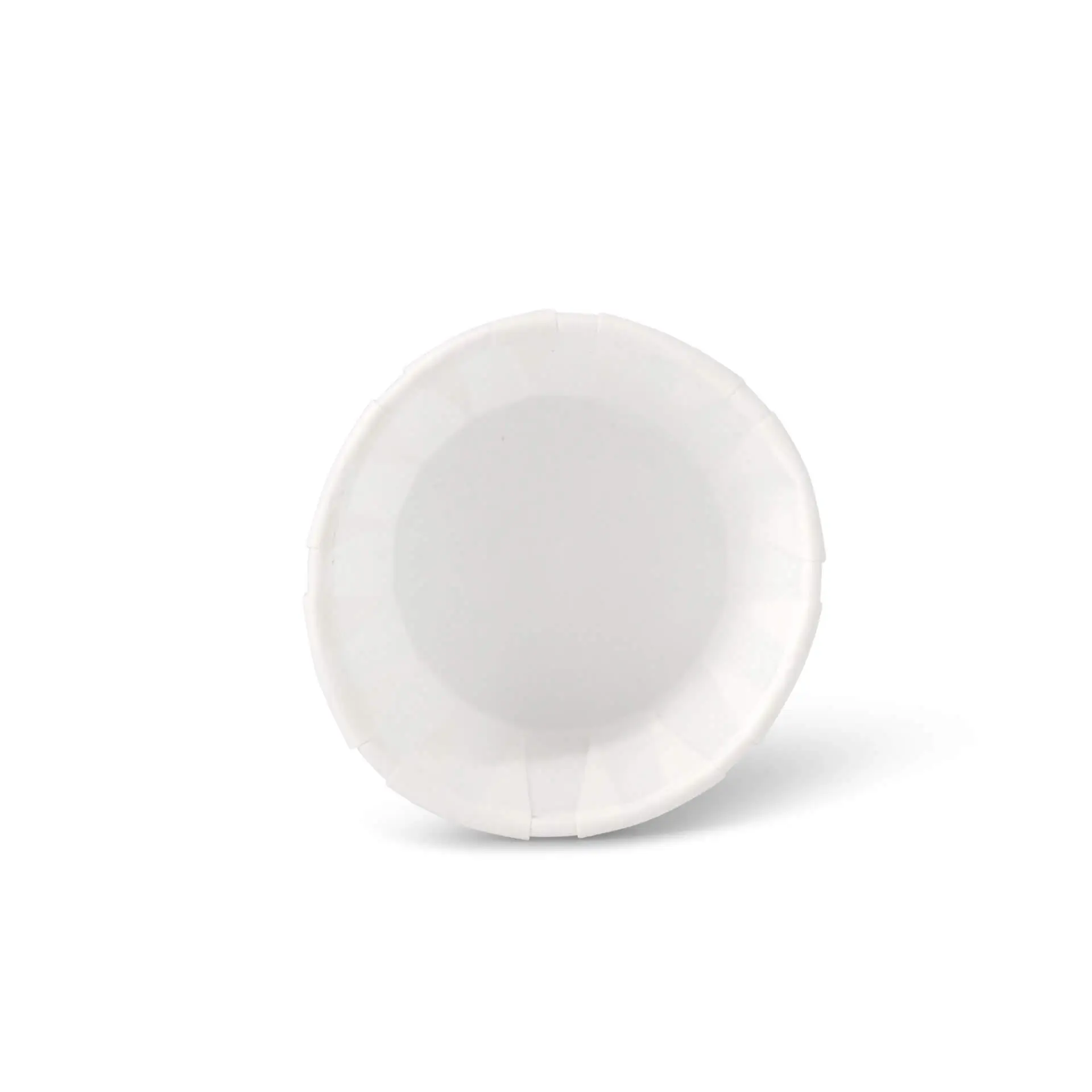 Weißer Becher mit einem Durchmesser von 52 mm und einer Höhe von 30 mm, geeignet für Dips und kleine Portionen.
