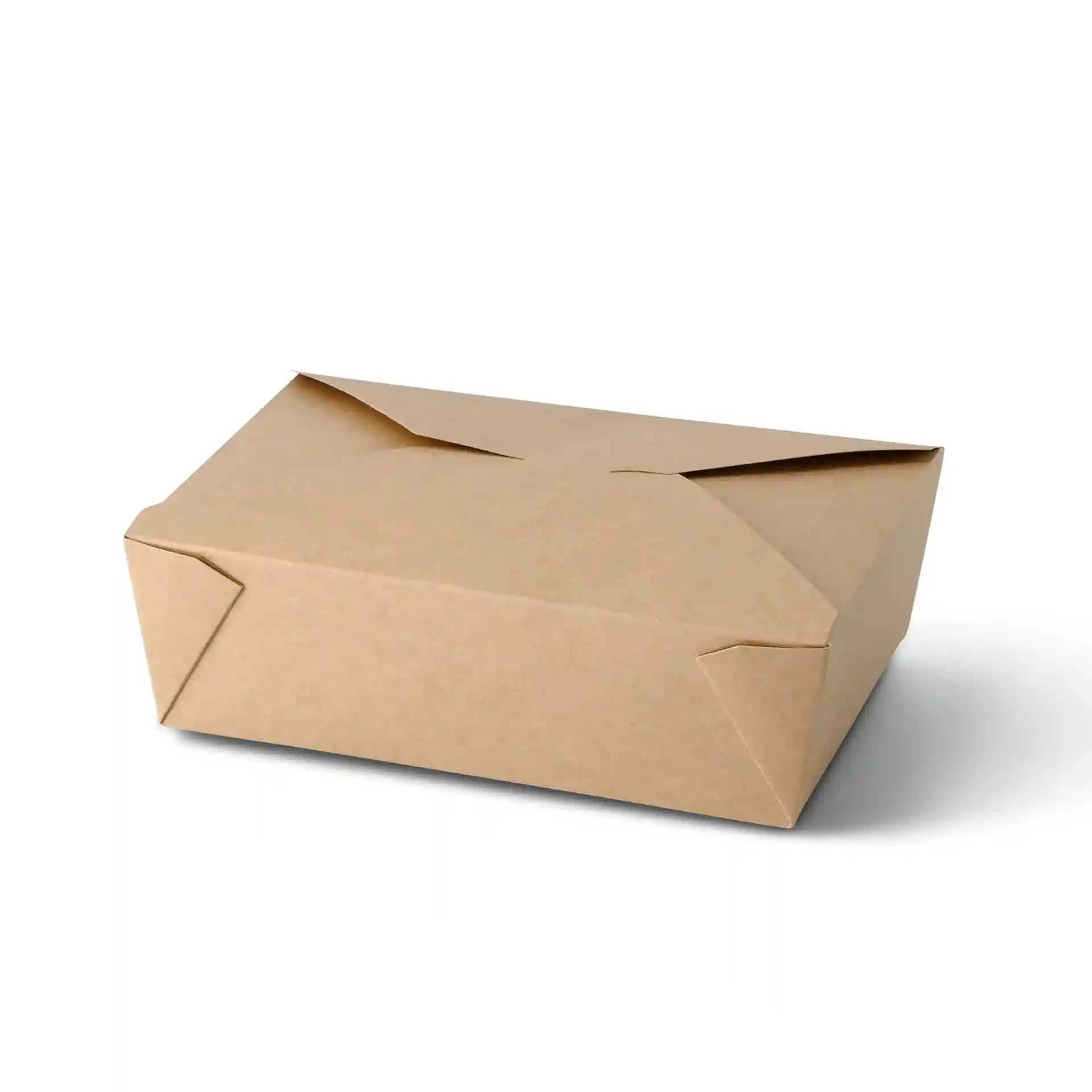 Brown rectangular cardboard takeaway container with a capacity of 1500 ml, featuring a folded lid design.