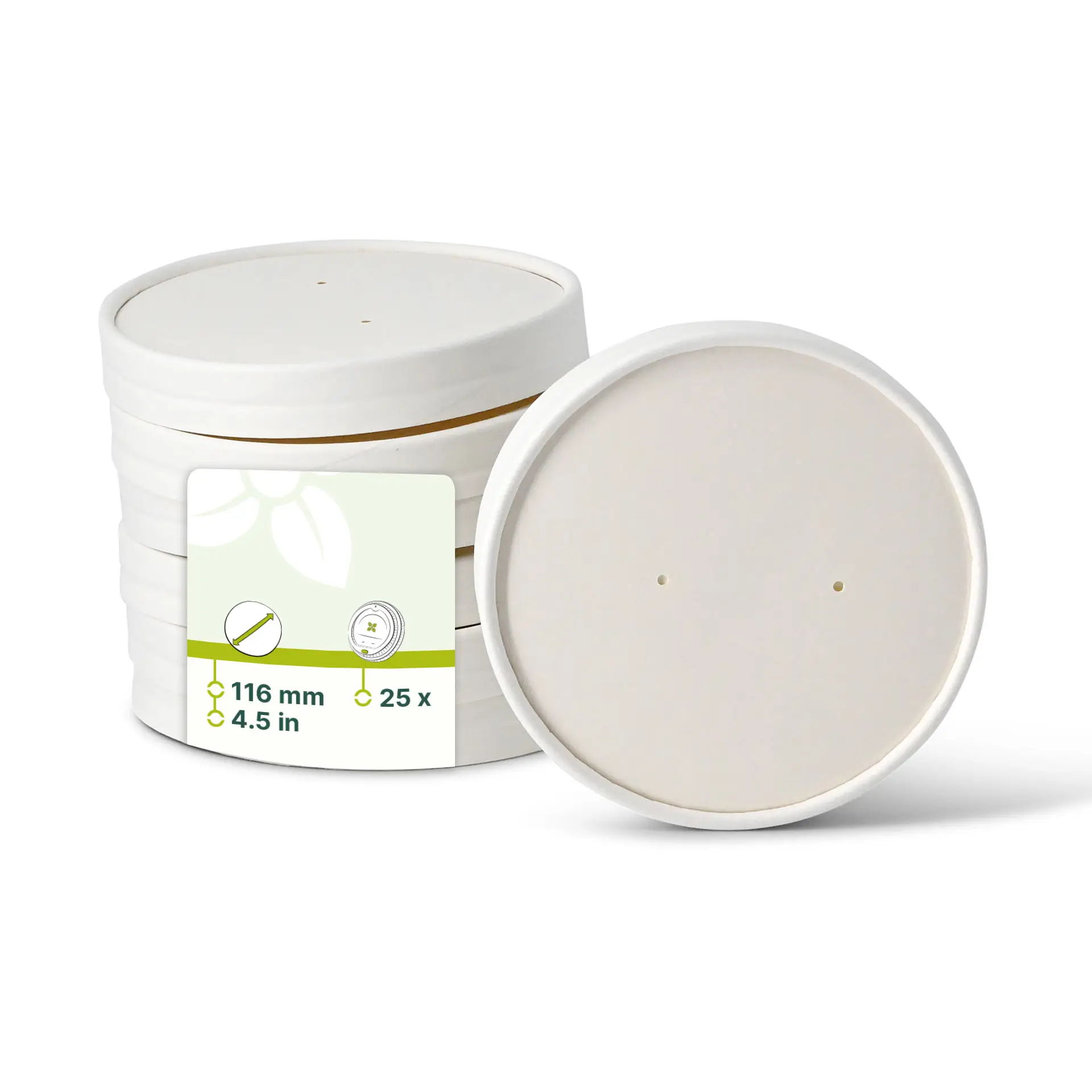 Cardboard membrane lids Ø 116 mm, white Cardboard membrane lids Ø 116 mm, white