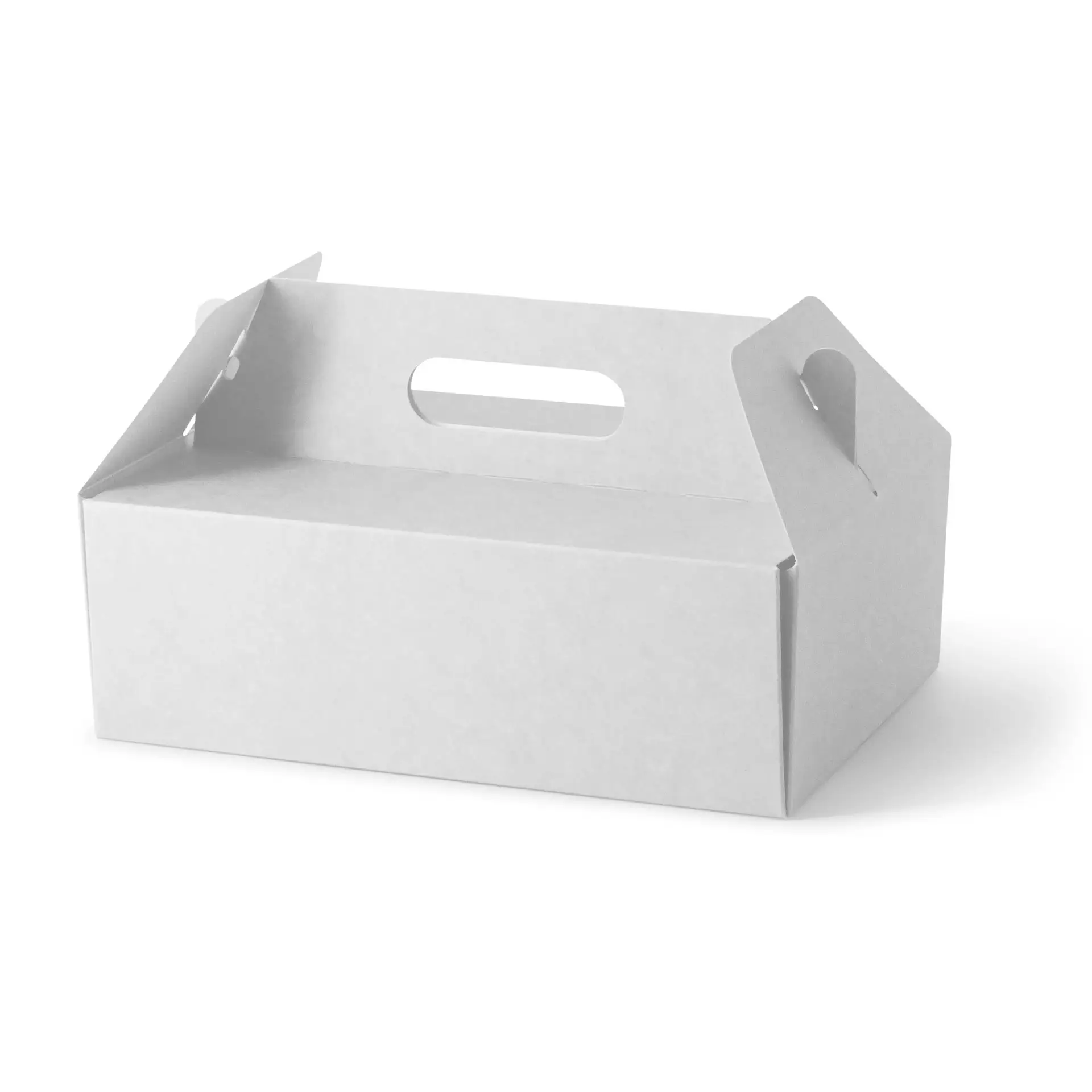 Kuchenbox aus Pappe mit Griff L, 26 x 17 x 9 cm, weiß, faltbar