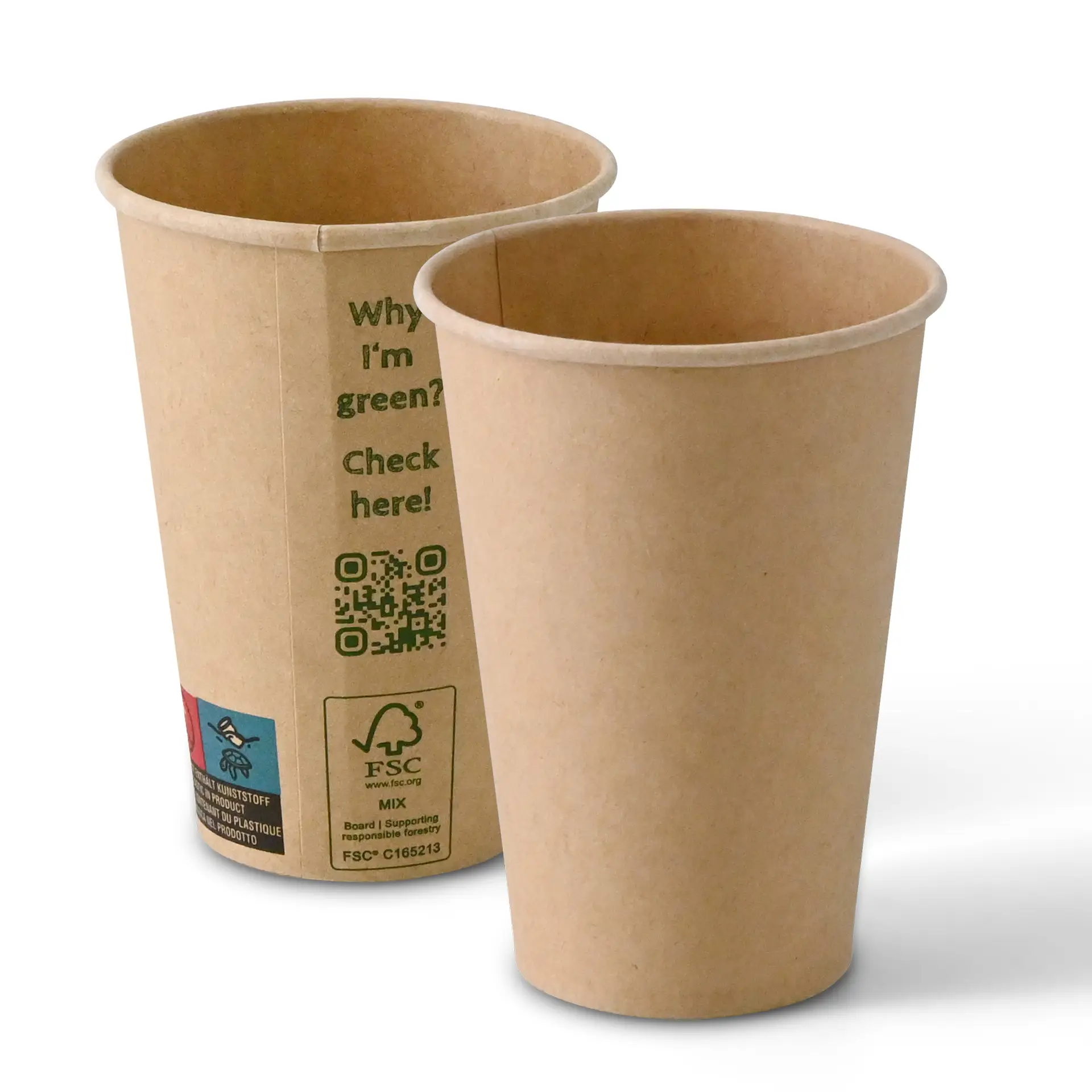 Vending Cup 180 ml / 7.5 oz, Ø 70 mm, single wall, brown, PLA-coated