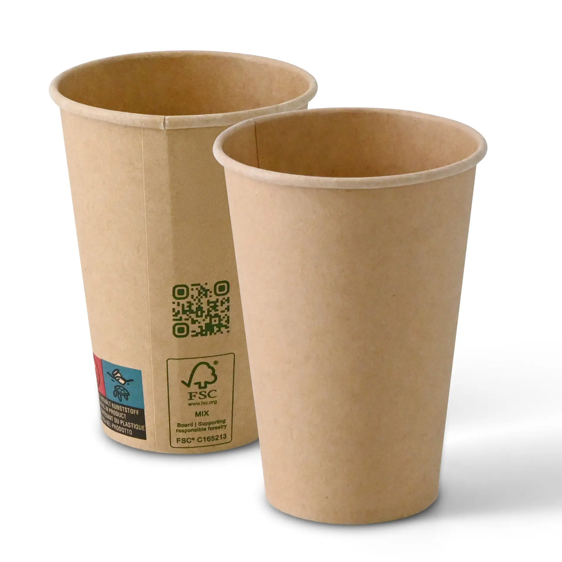 Brown single wall vending cups, 180 ml capacity, with a diameter of 70 mm and height of 98 mm.