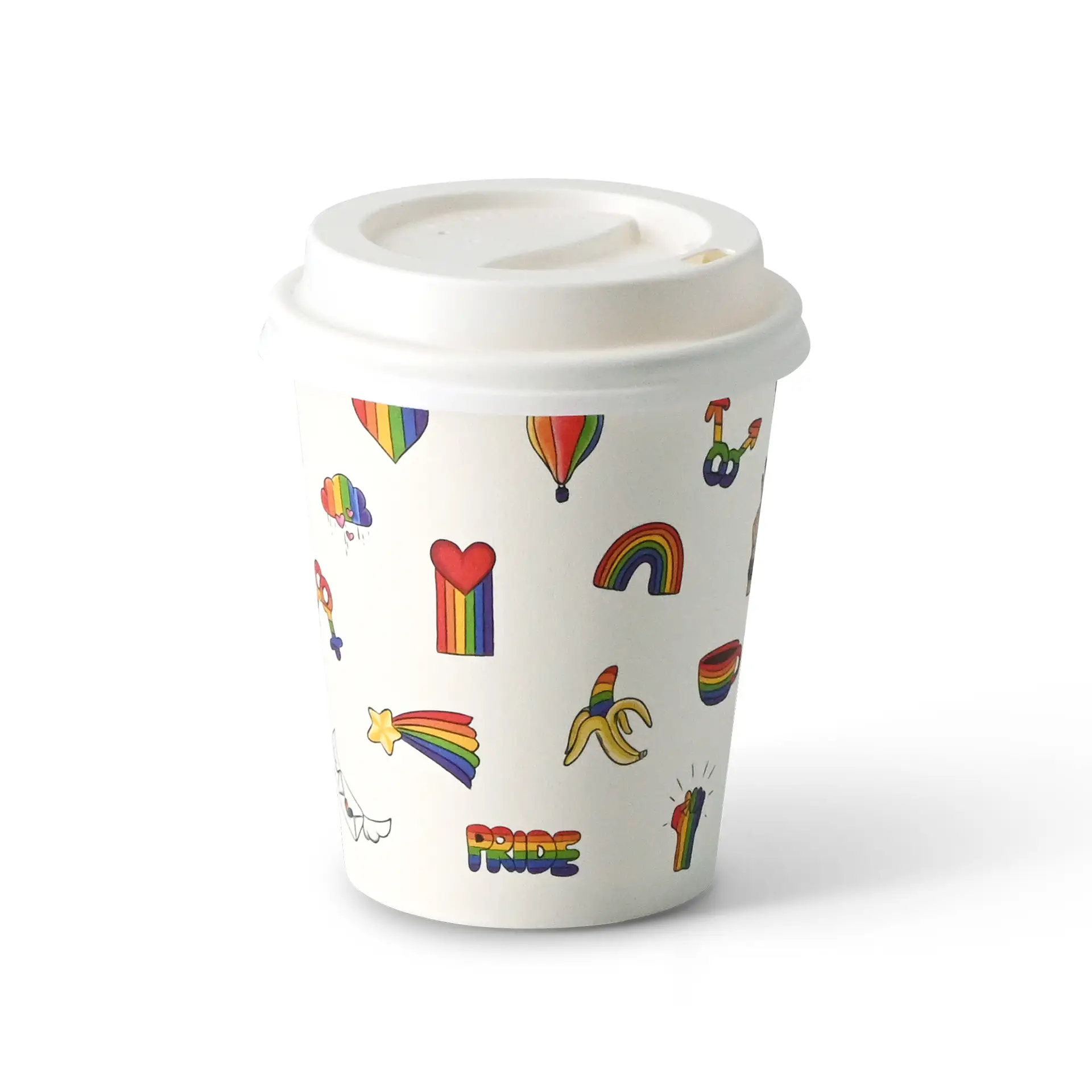 8 oz Paper cup printed with "Pride", Ø 80 mm, white