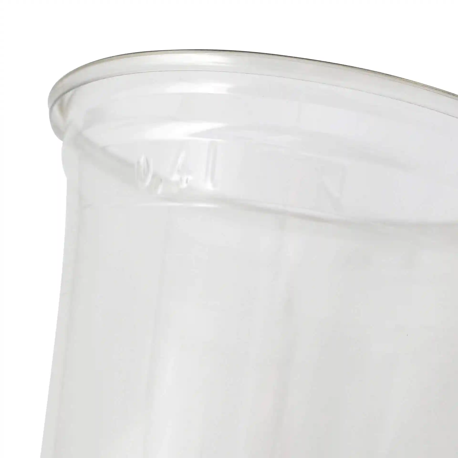 Transparent rPET cup with a diameter of 95 mm and a height of 127 mm, shown from an angled perspective.