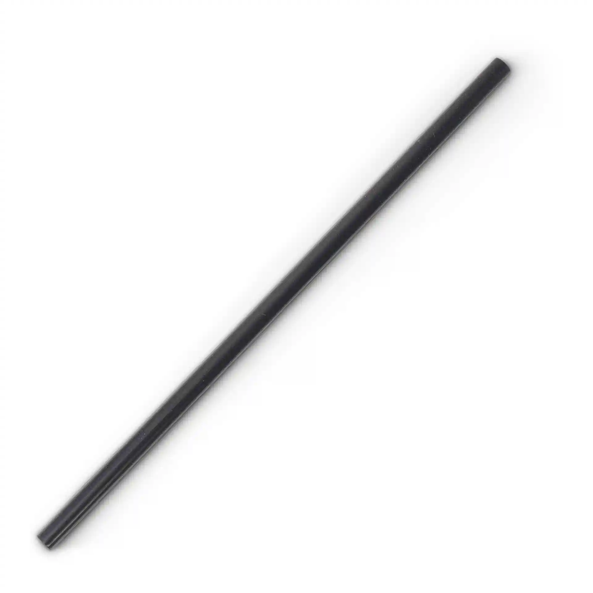Black reusable straw, 22 cm long and 0.7 cm in diameter, made of polypropylene.