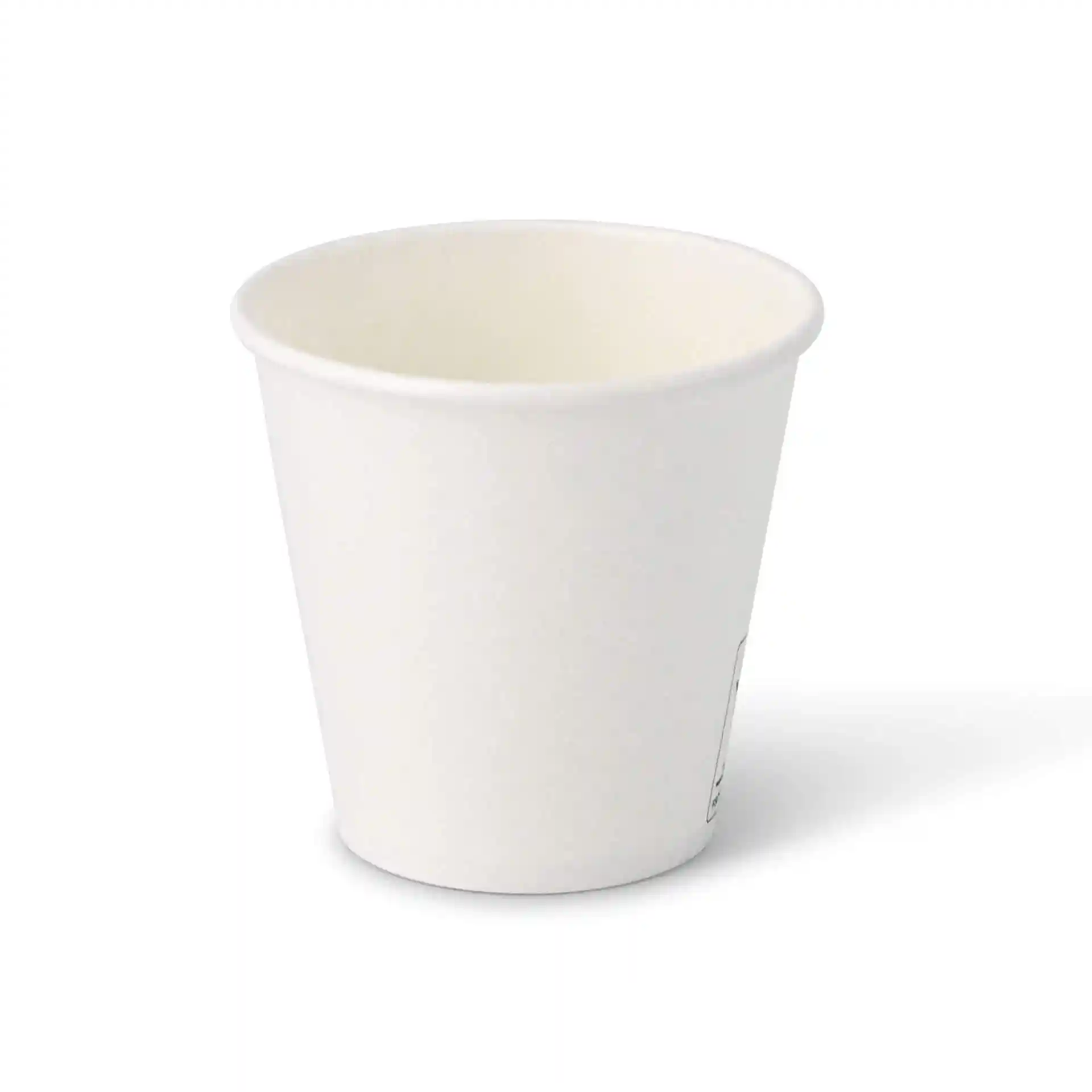 White paper cup with a round shape, 6 oz capacity, and a coated cardboard material.