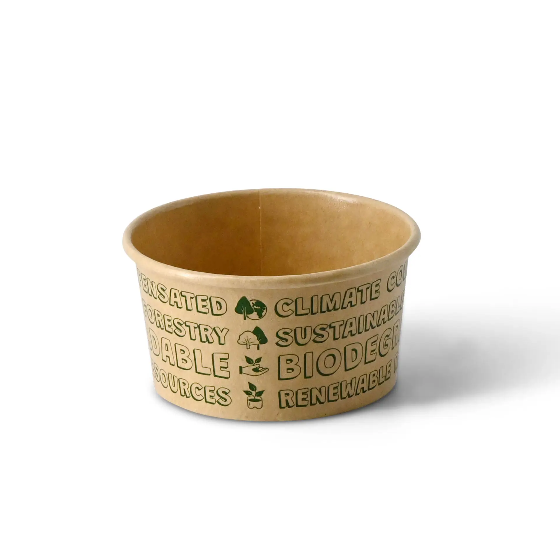 6 oz, max. 7.5 oz Paper Ice Cream Cups S, Ø 92 mm, brown