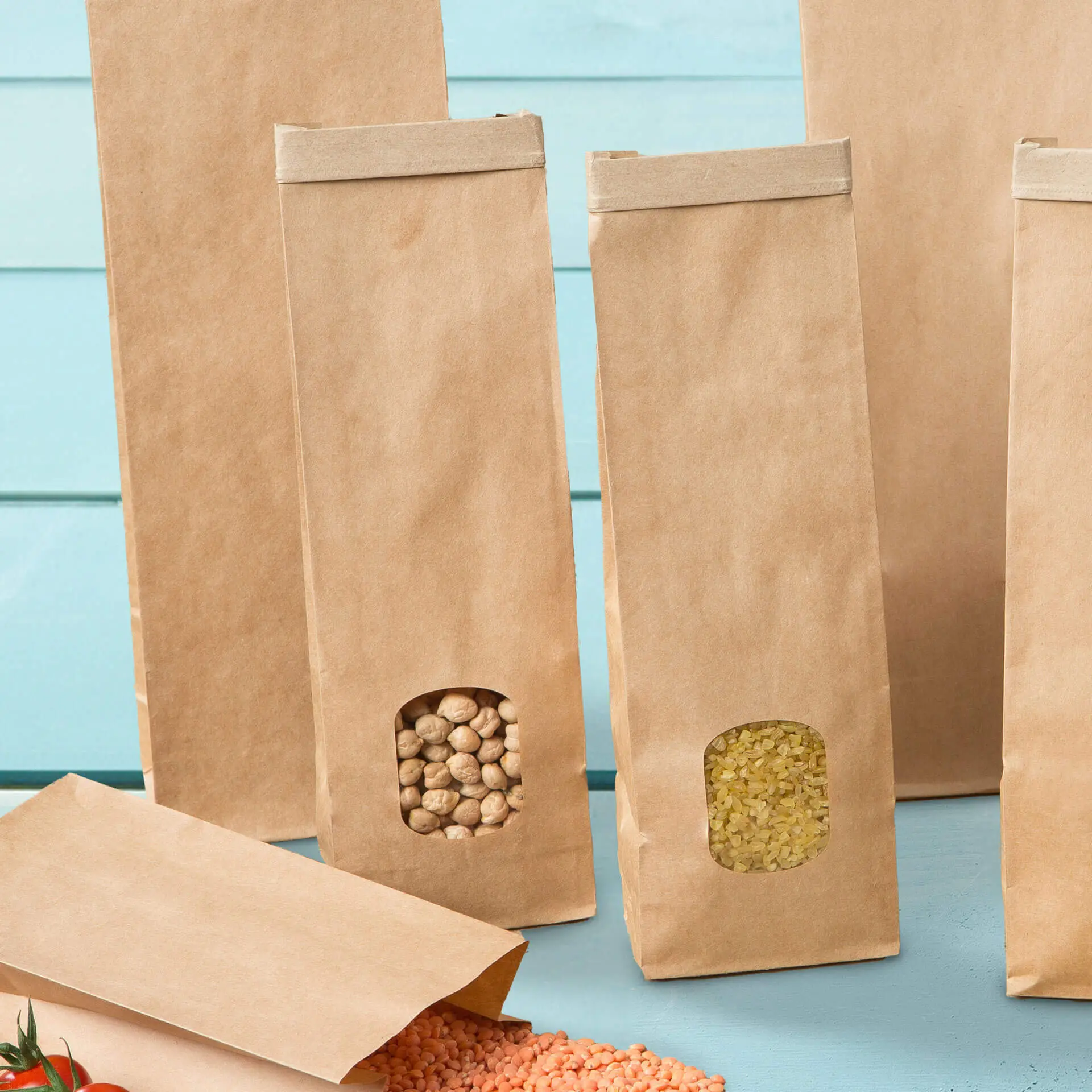 Blockbeutel m. Fenster XS, 7,5 x 4,5 x 24 cm, PP-Folie, braun, Clipband, Kraftpapier dre03990-blockbeutel-m-fenster-xs-75-x-45-x-24-cm-pp-folie-braun-clipband-kraftpapier-7