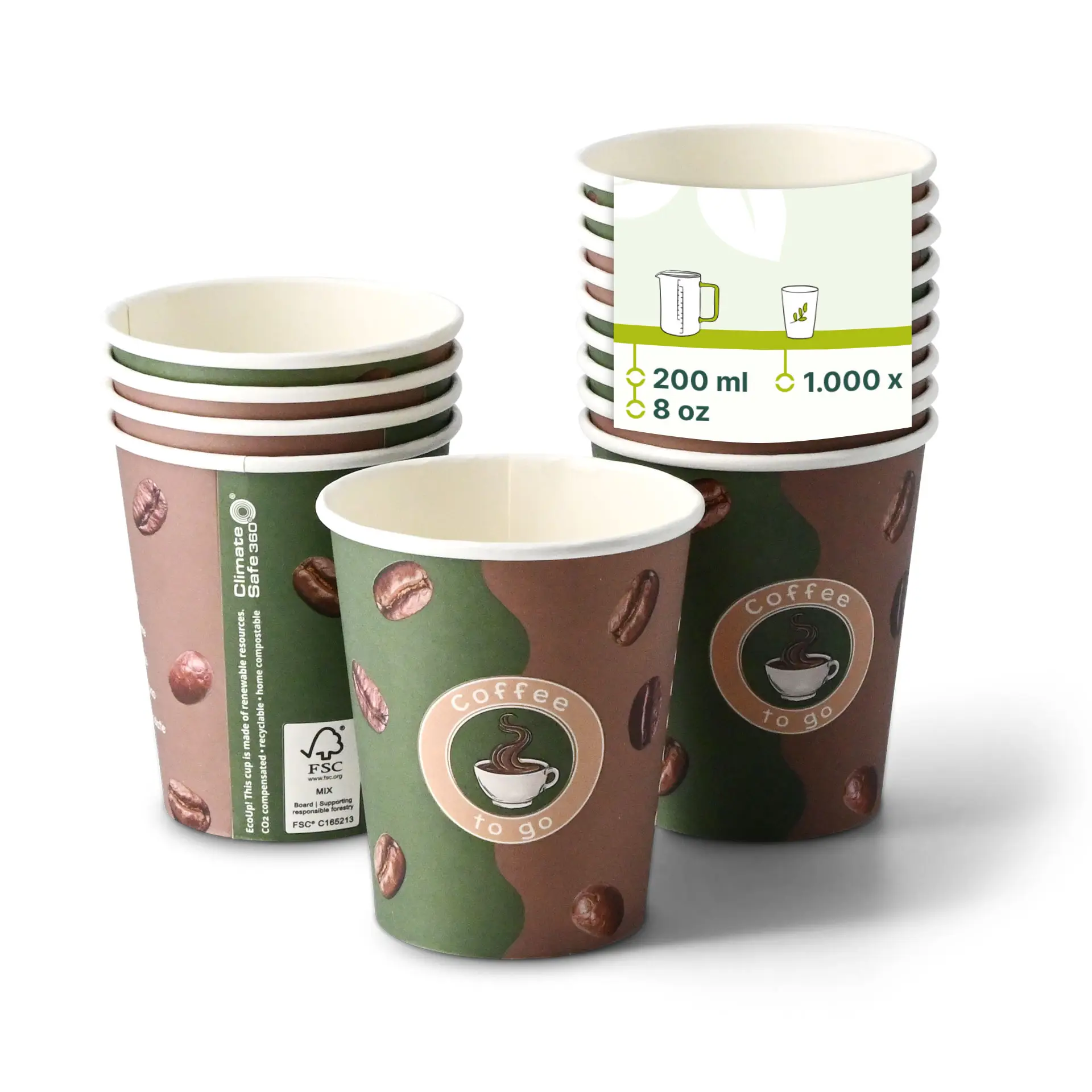 Pappbecher bedruckt "Kaffee"  200 ml / 8 oz, Ø 80 mm dhd04553-pappbecher-bedruckt-kaffee-200-ml-8-oz-80-mm
