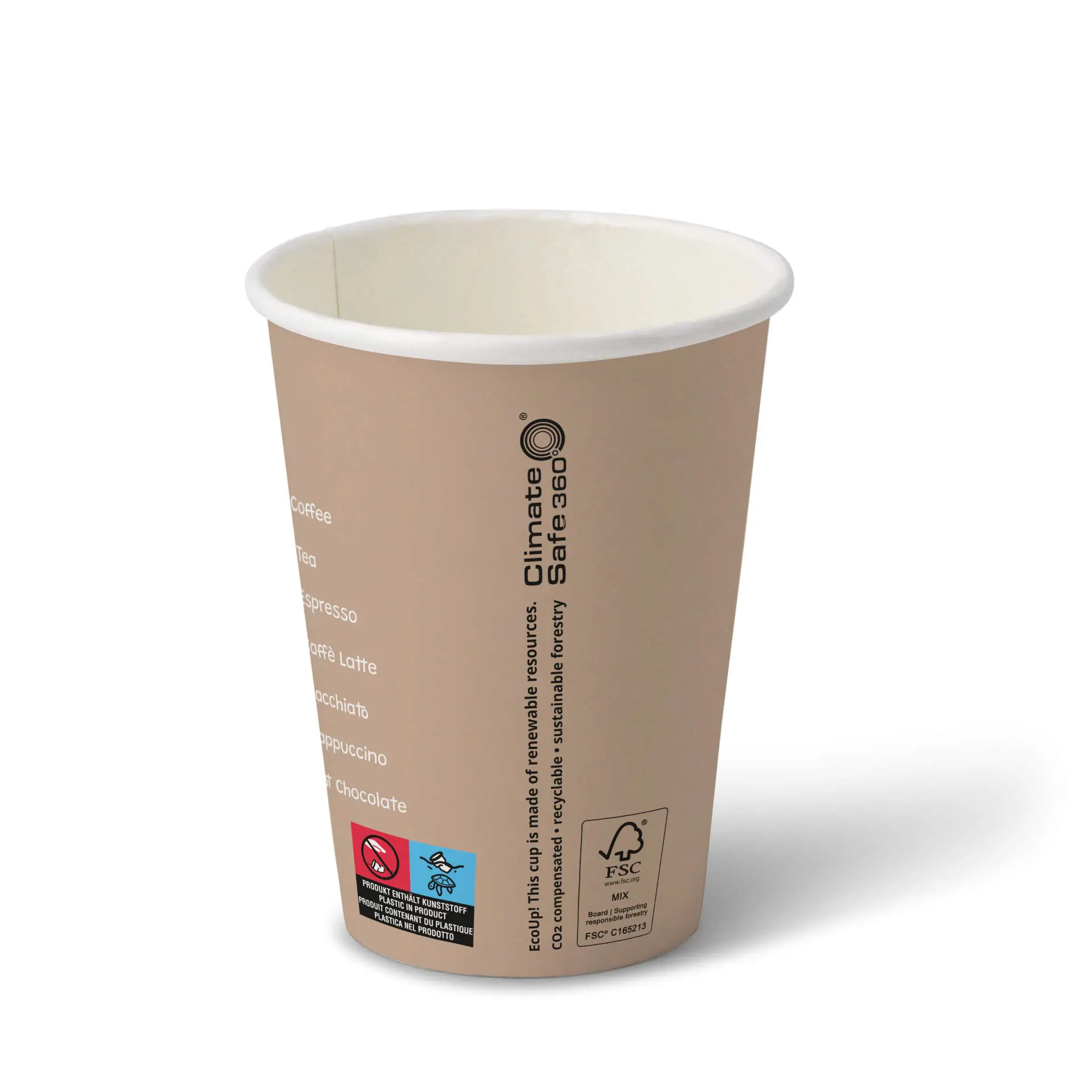 12 oz Paper cup printed with "Coffeebreak" (coated), Ø 80 mm, white