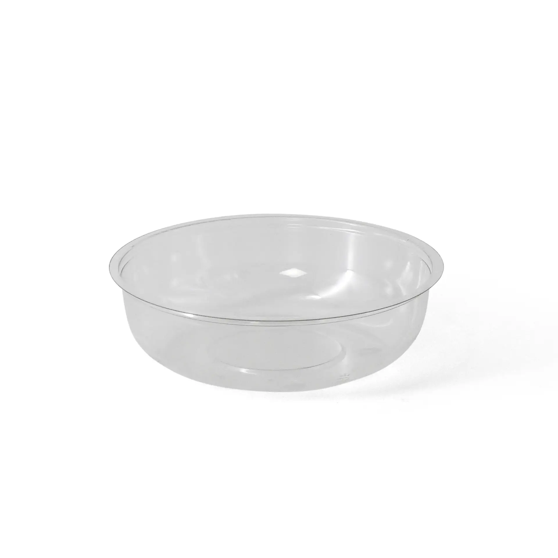 Klare PET-Einsteckbecher, 95 mm Durchmesser, zum Trennen von Toppings, Saucen und Beilagen in der Lebensmittelverpackung.