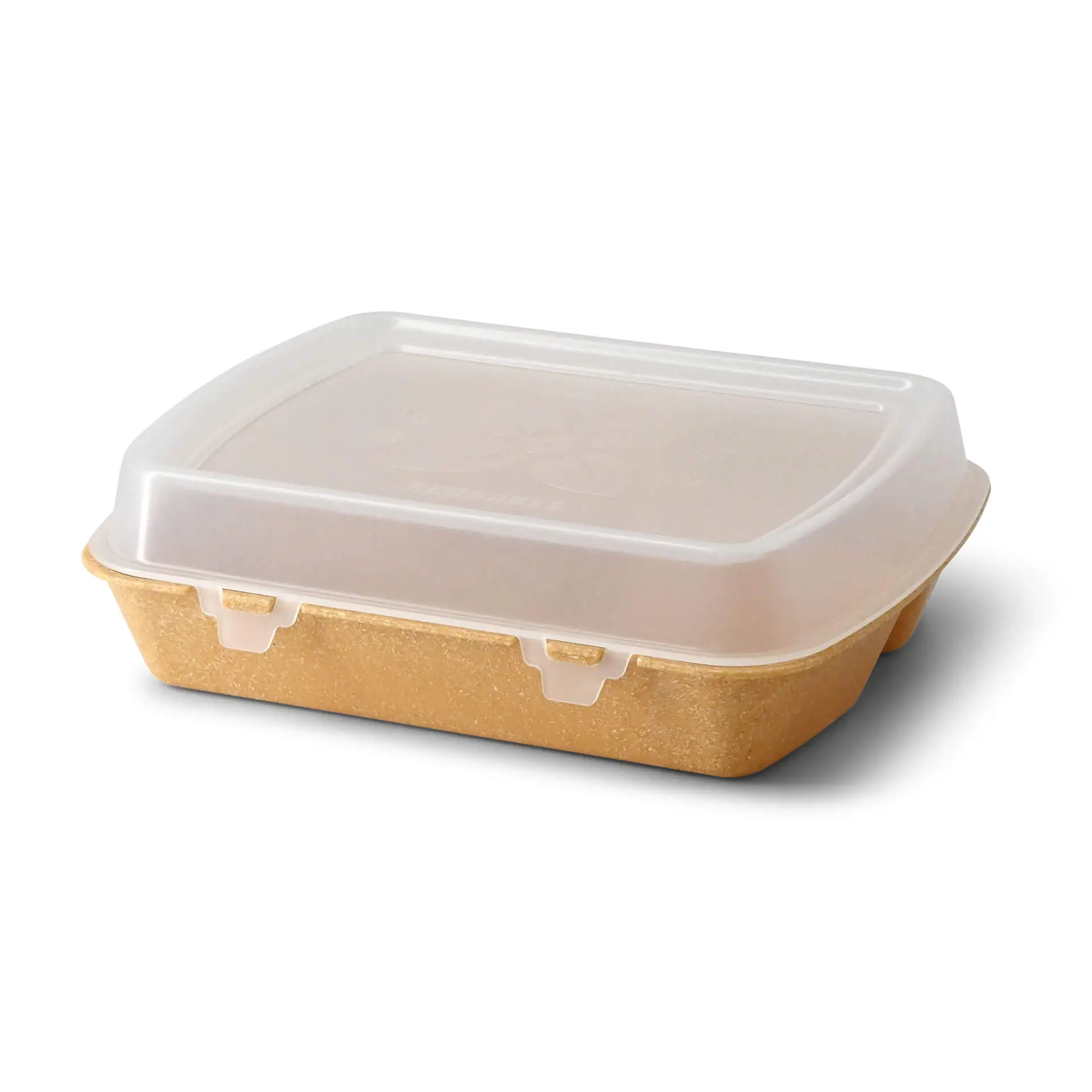 | 2 FÜR 1 | Mehrweg-Menü-Behälter "merways Box" 24,5 x 20 x 4,5 cm, 3 Kammern, HP4/3, Karamell / braun