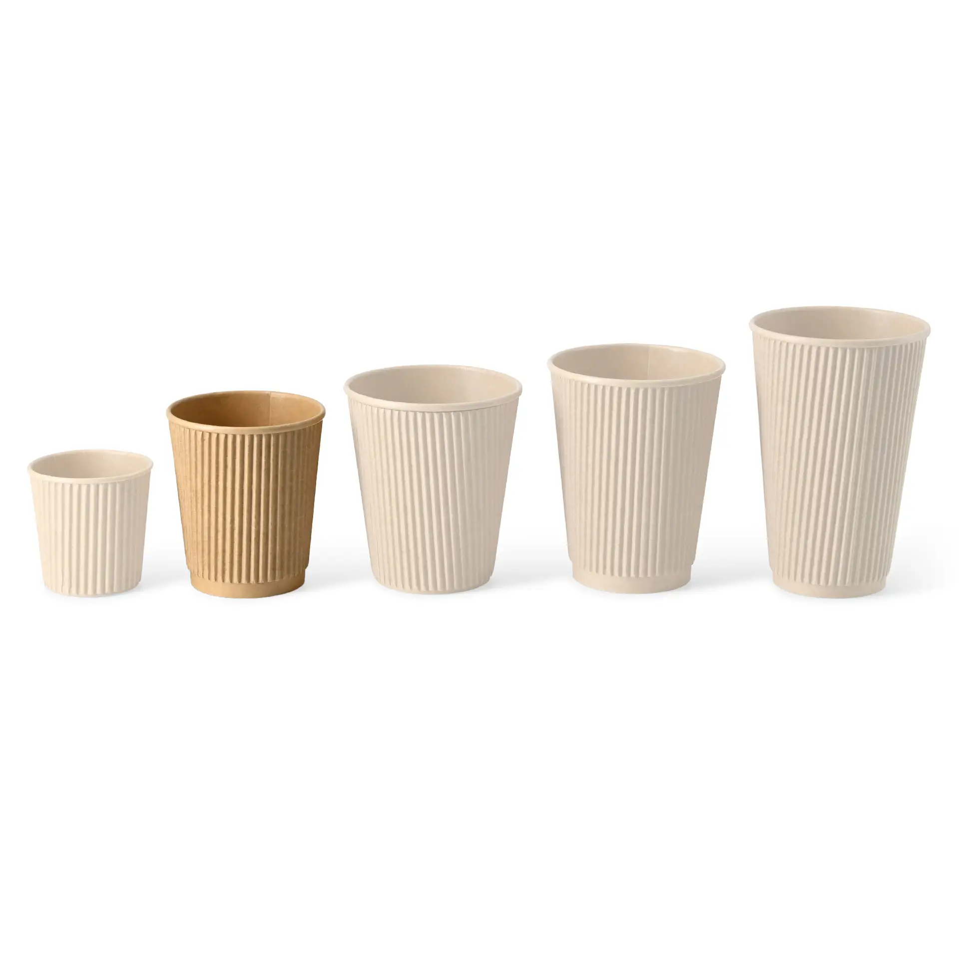 Riffelbecher / Kaffee to go Becher 200 ml / 8 oz, Ø 80 mm, braun