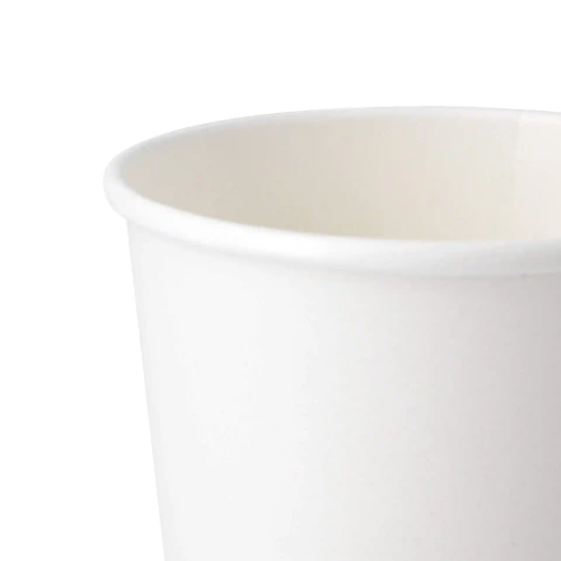 Weißer Papiereisbecher mit runder Form, 12 oz Kapazität und einem Durchmesser von 92 mm.