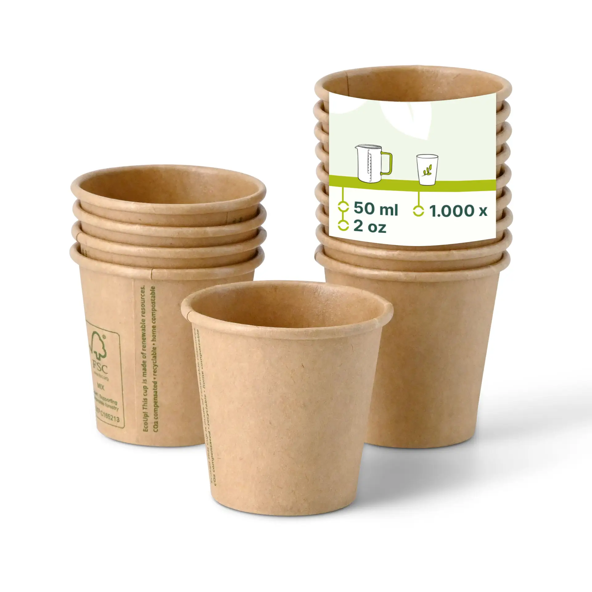 Pappbecher 50 ml / 2 oz, Ø 50 mm, braun