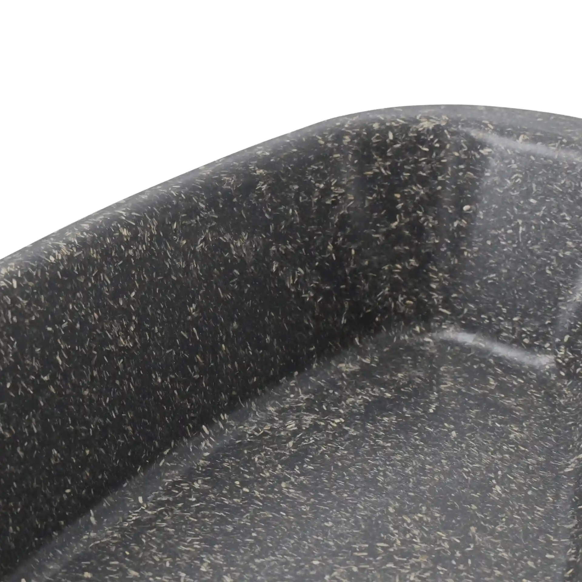 Grey reusable meal container with two compartments, measuring 24.5 x 20 x 4.5 cm, made from a bio compound material.