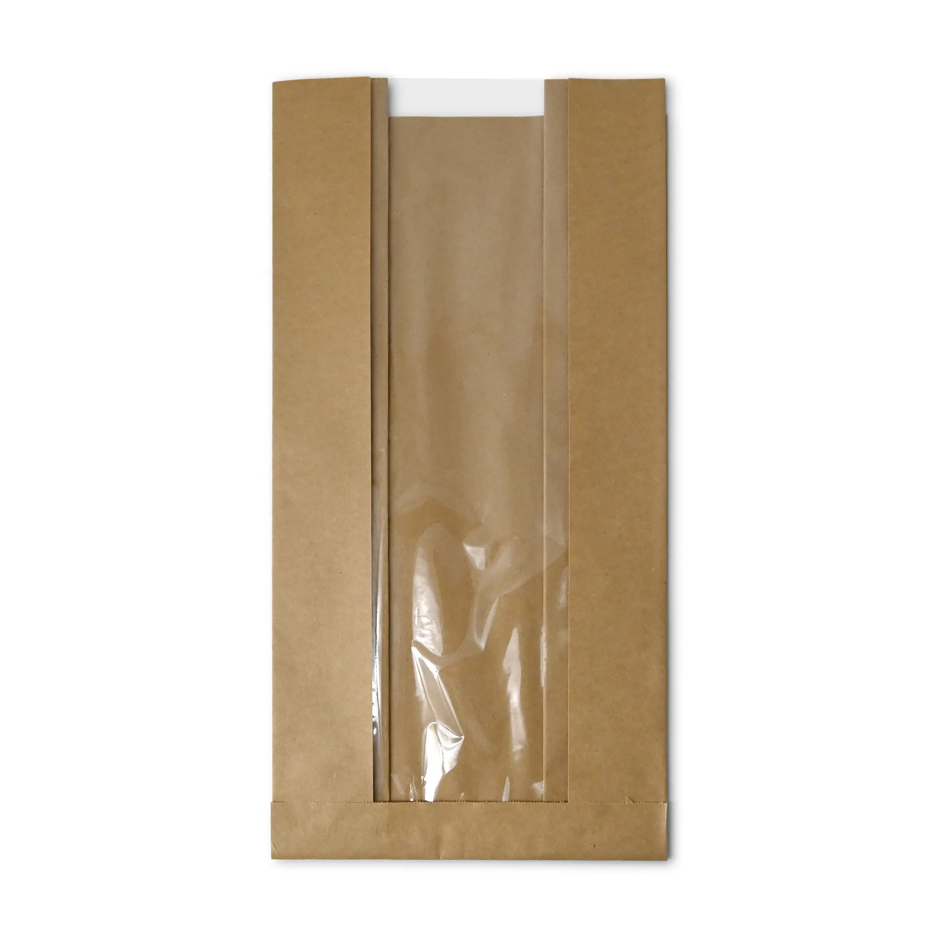 Flat paper bread bag with Window L, 20 x 11 x 41 cm, brown dre02148-baeckertueten-aus-papier-mit-fenster-l-20-x-11-x-41-cm-braun-2