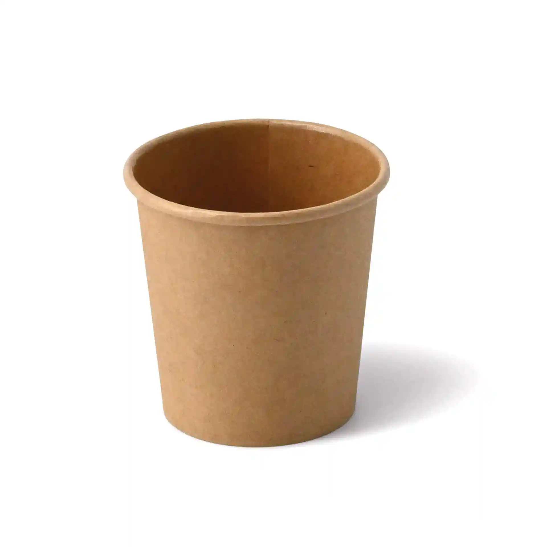 Brauner Pappbecher mit runder Form, 4 oz Fassungsvermögen und einer Höhe von 60 mm.