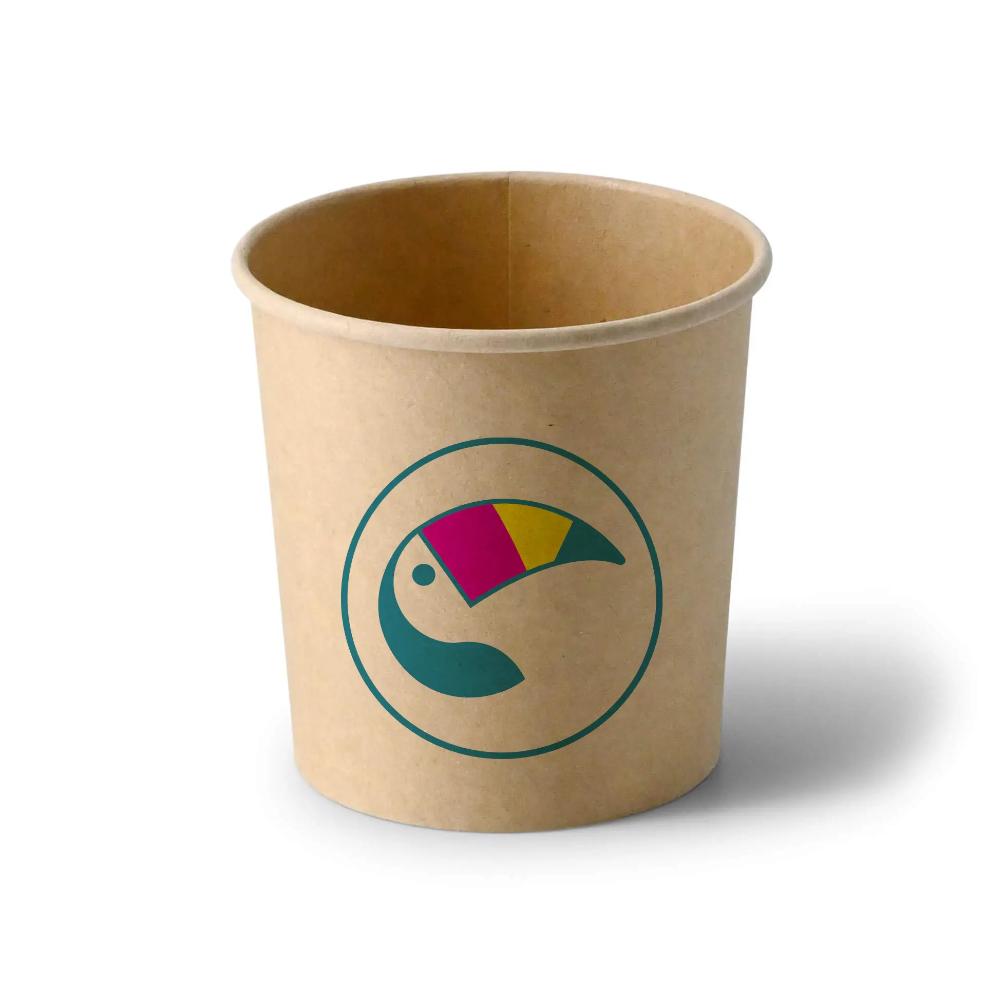 Suppenbecher to go bedruckt, 300 ml, Ø 90 mm, braun, PE-beschichtet
