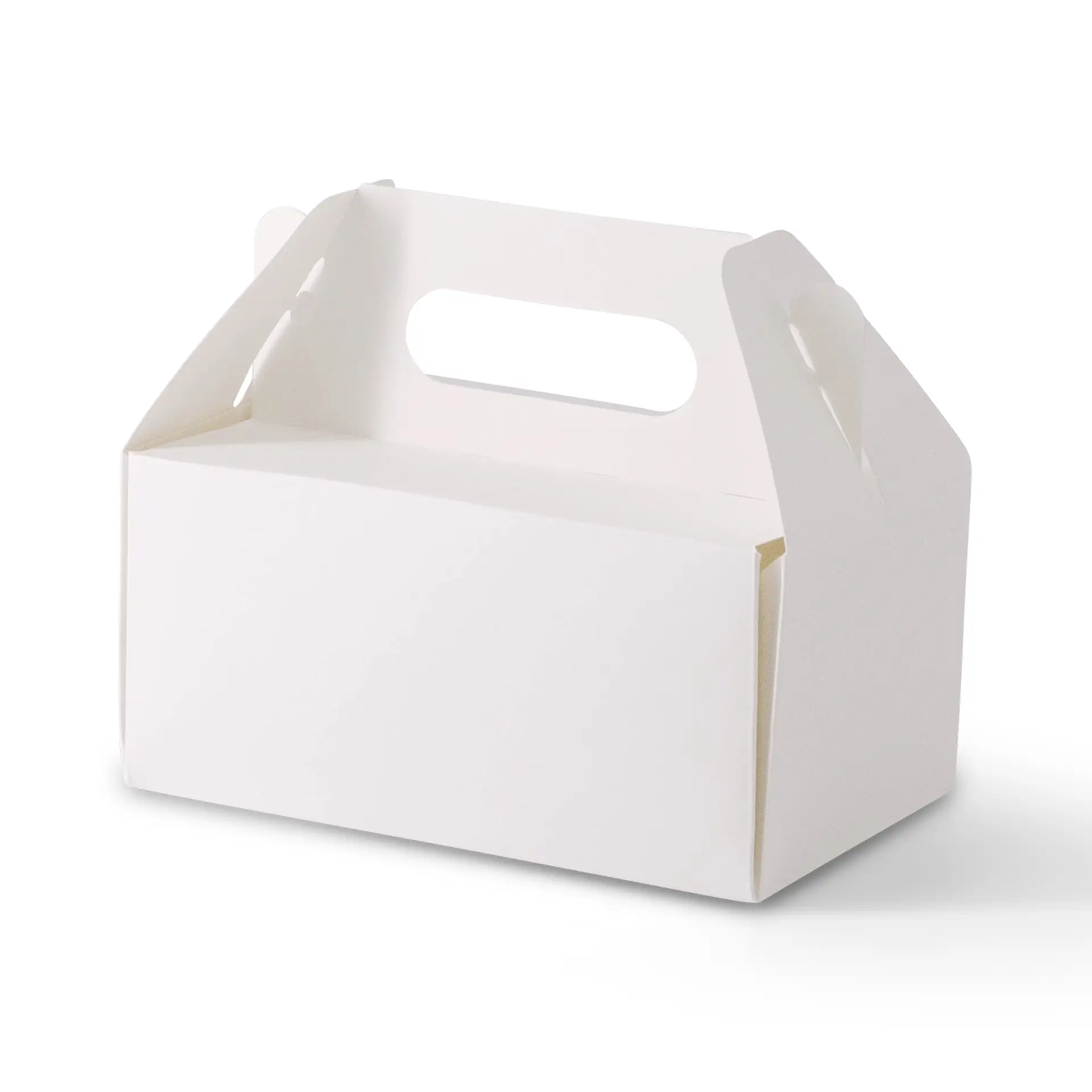 Kuchenbox aus Pappe mit Griff S, 18 x 11 x 9 cm, weiß, faltbar Kuchenbox aus Pappe mit Griff S, 18 x 11 x 9 cm, weiß, faltbar