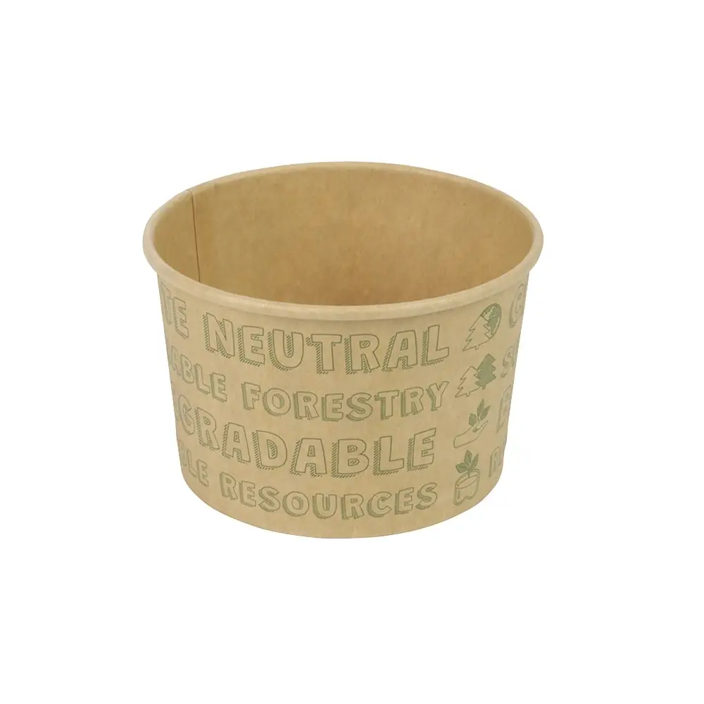 Paper Ice Cream Container (eco-friendly coating) 150 ml / 6 oz, unbleached, EcoUp