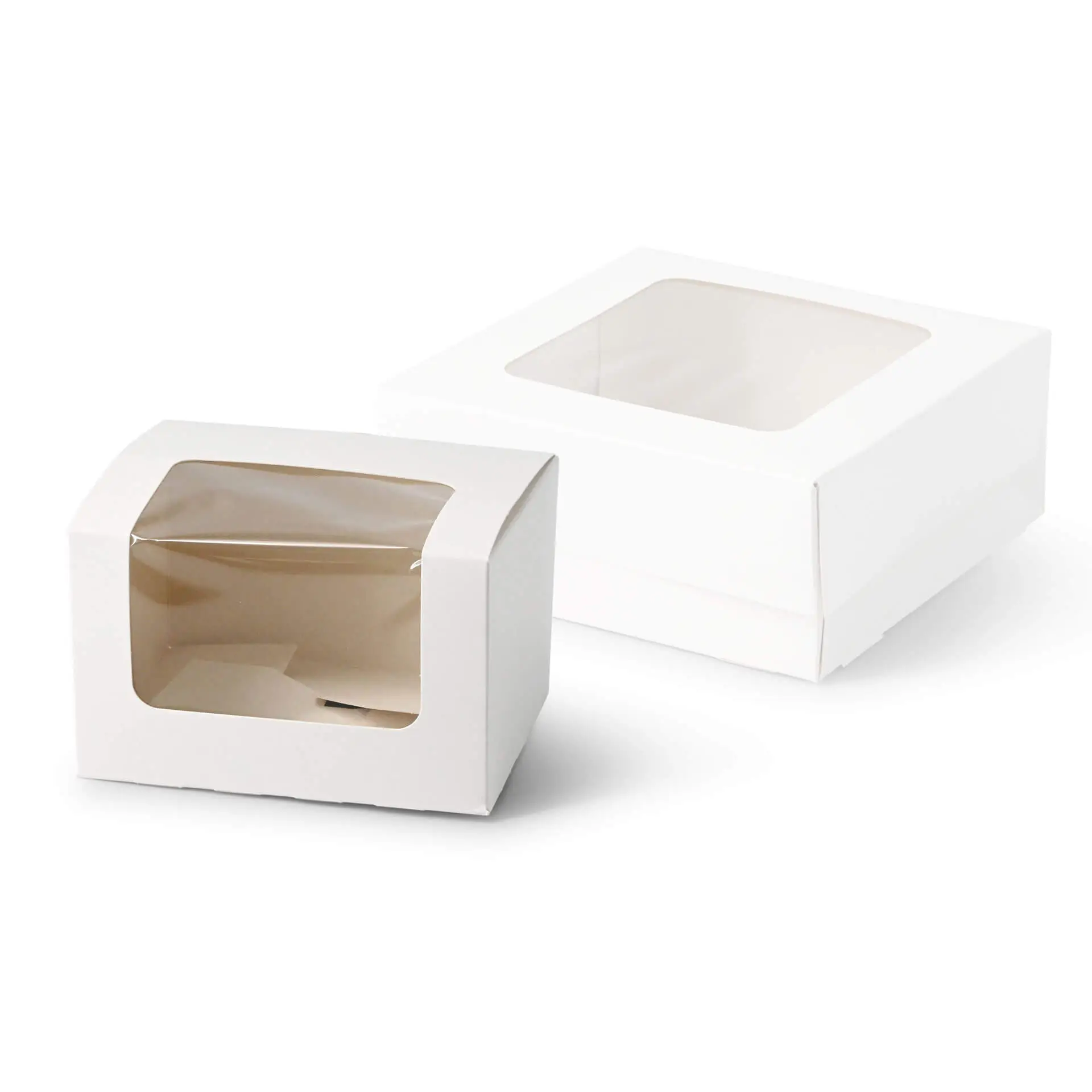 Patisserie Verpackungen 13 x 11 x 8 cm, Zellulose-Fenster, weiß Patisserie Verpackungen 13 x 11 x 8 cm, Zellulose-Fenster, weiß