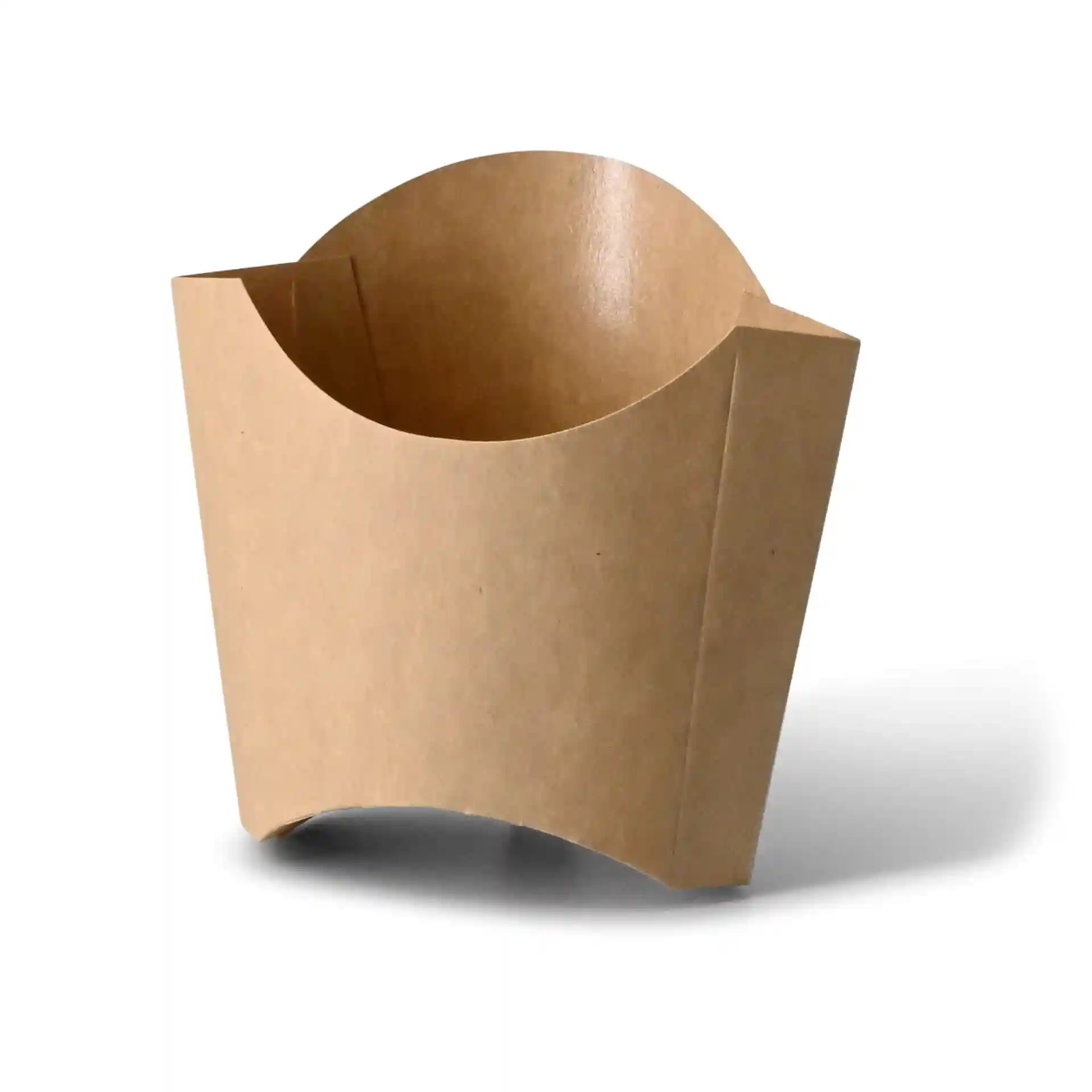 Brauner Pappschaufel mit abgerundetem oberen Ende, 8,5 x 5 x 9,5 cm, zum Servieren von Chips.
