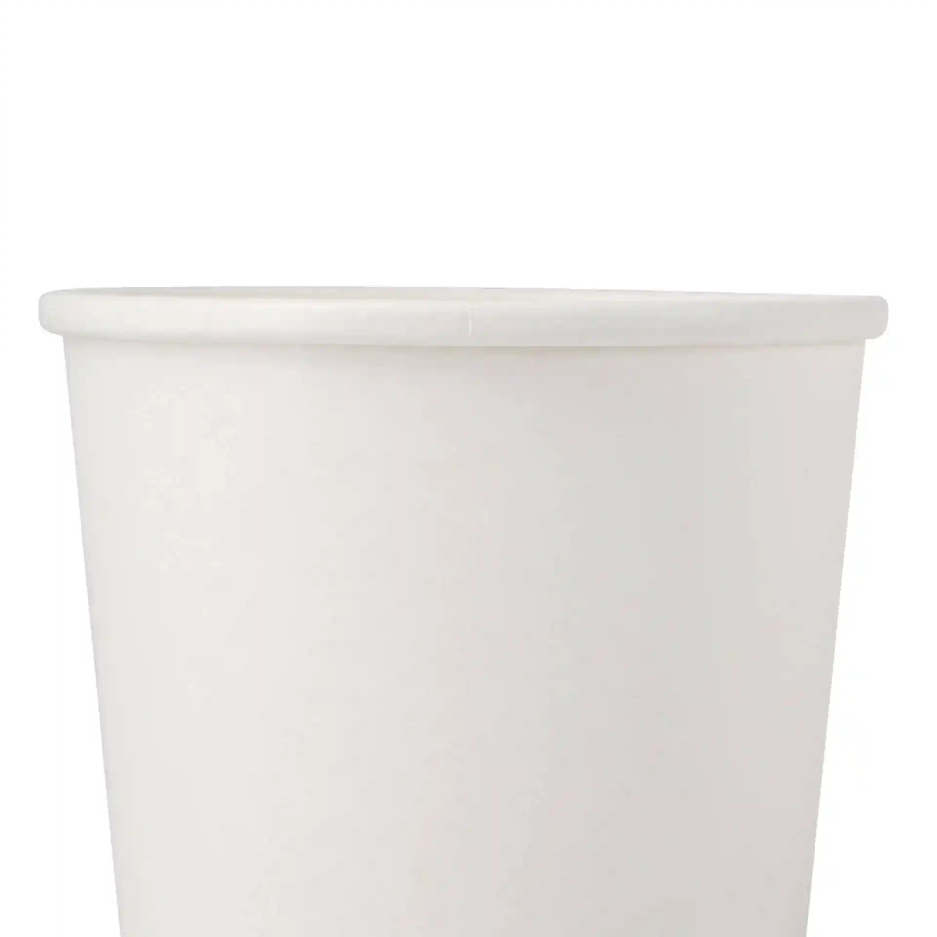 White paperboard takeaway soup container with a round shape, 24 oz capacity, and a diameter of 115 mm.