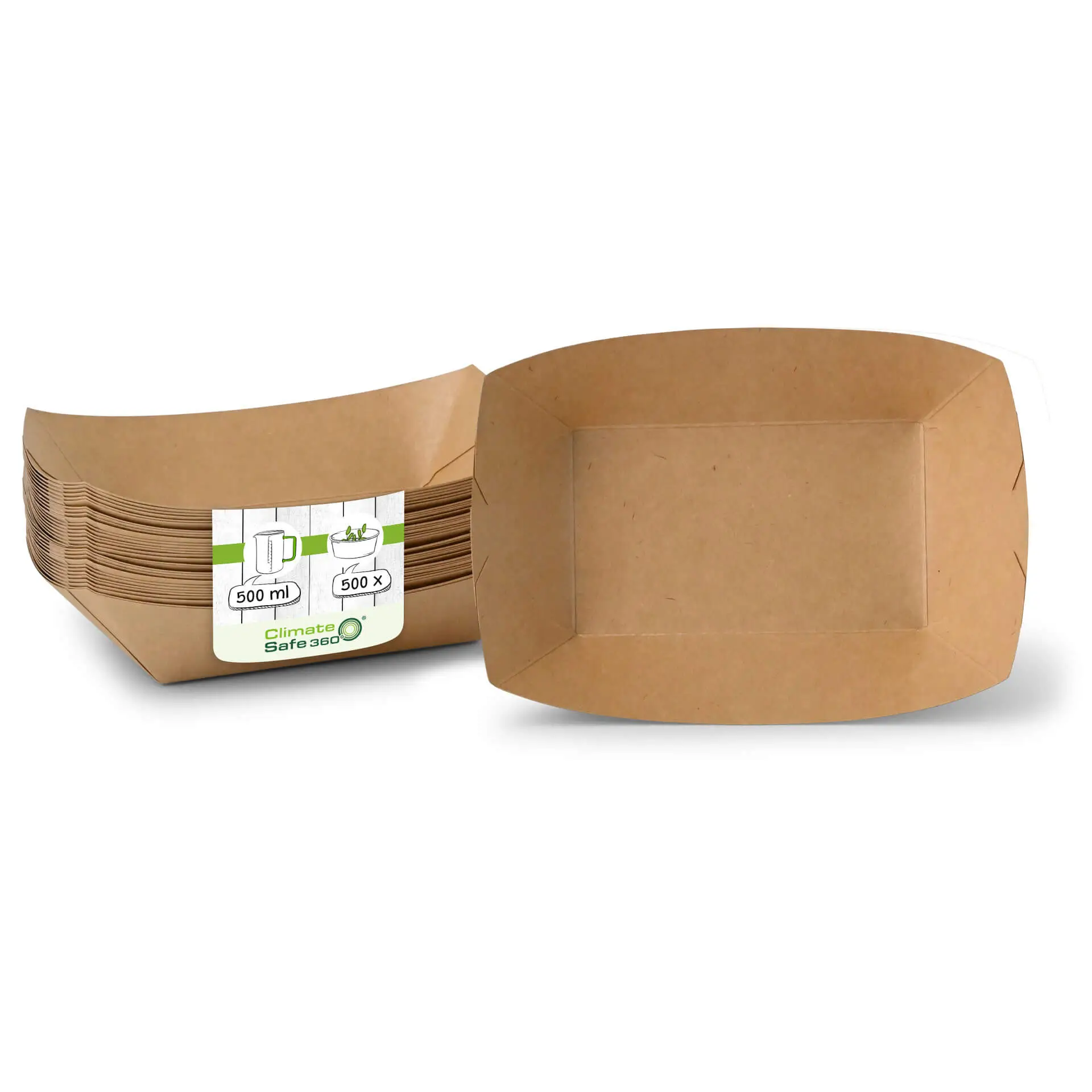 Snackschale aus Karton (beschichtet) 500 ml, 20,5 x 14 x 3 cm, braun