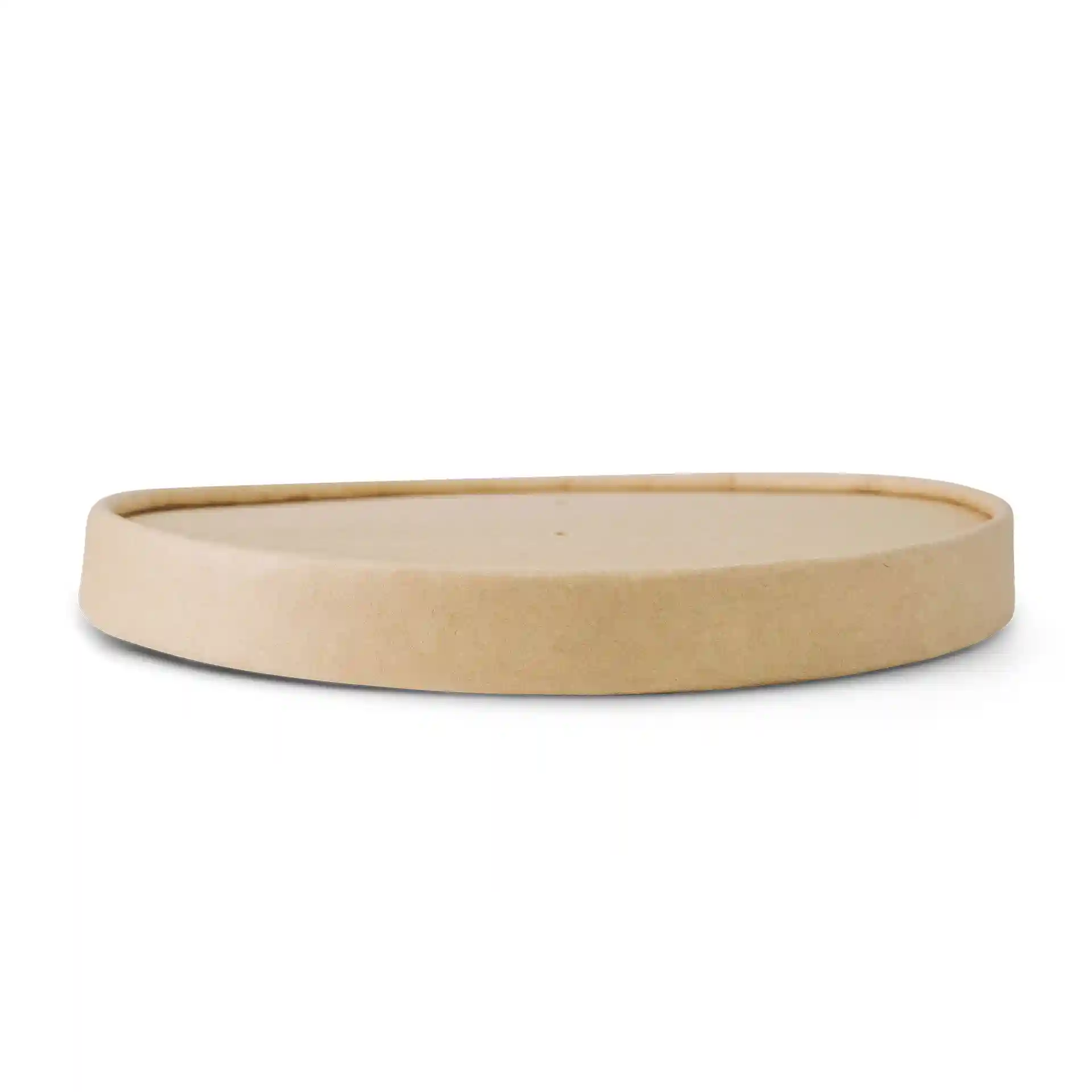 Round brown cardboard lid with a height of 17 mm and a diameter of 150 mm, featuring a PLA coating.