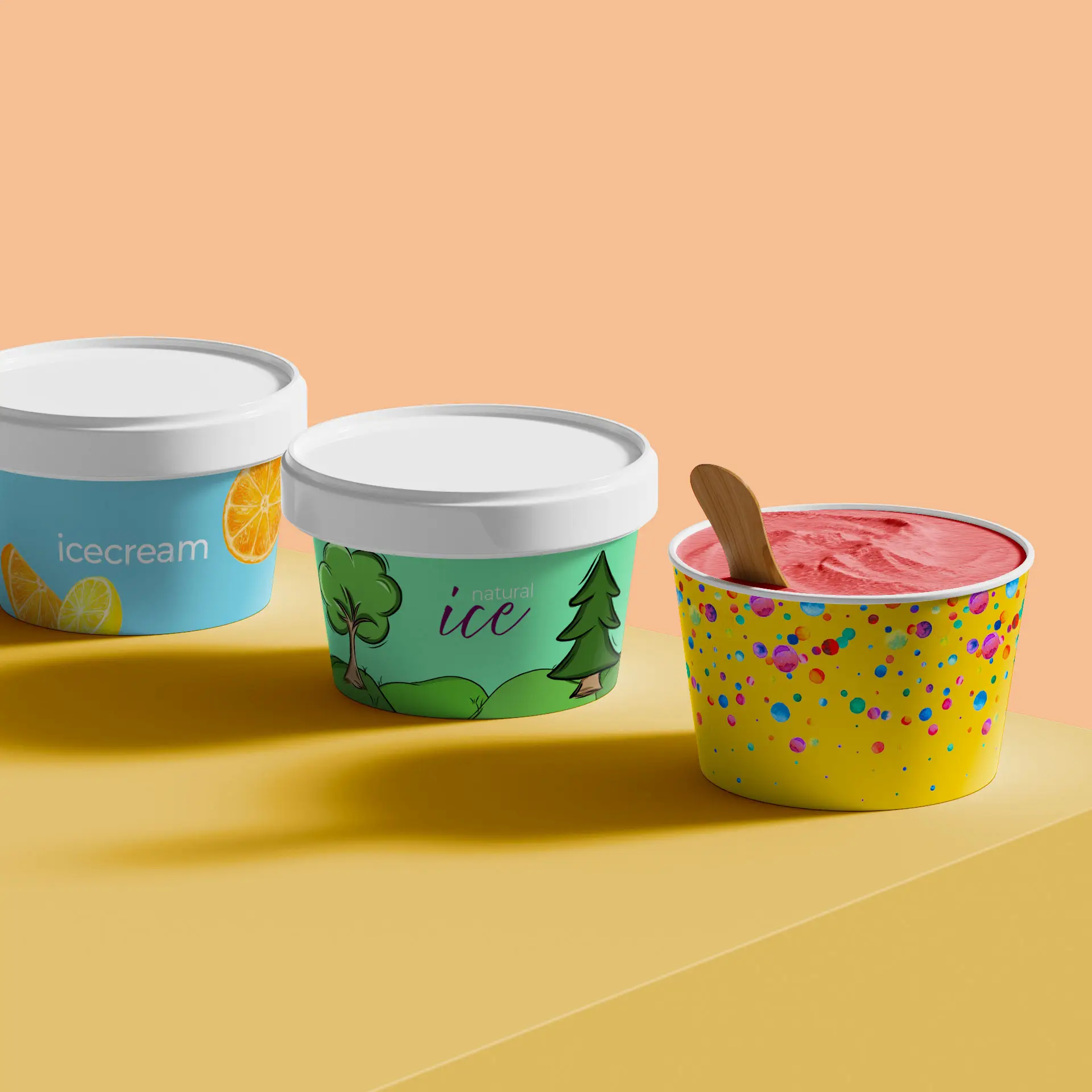 Ice cream cup printing, 6 oz, matt