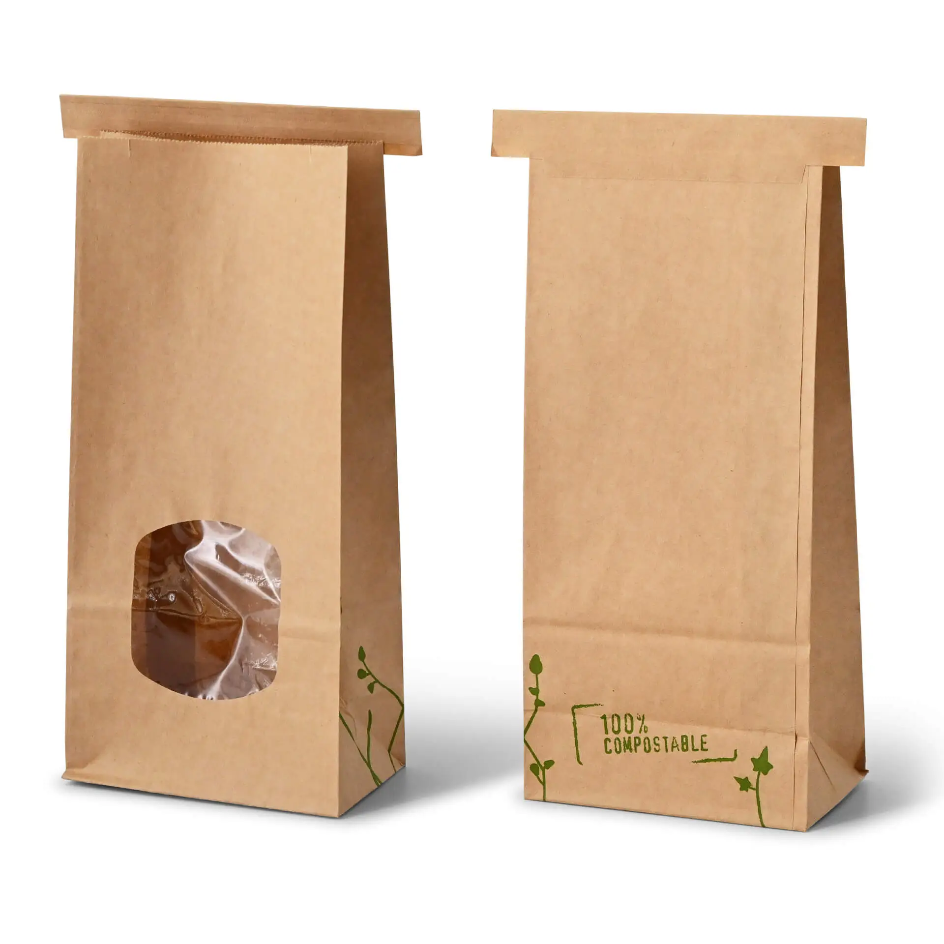 Blockbeutel m. Fenster M, 11,5 x 7,2 x 24,6 cm, PLA-Folie, braun, Clipband, Kraftpapier dre02780-blockbeutel-m-fenster-m-115-x-72-x-246-cm-pla-folie-braun-clipband-kraftpapier-2