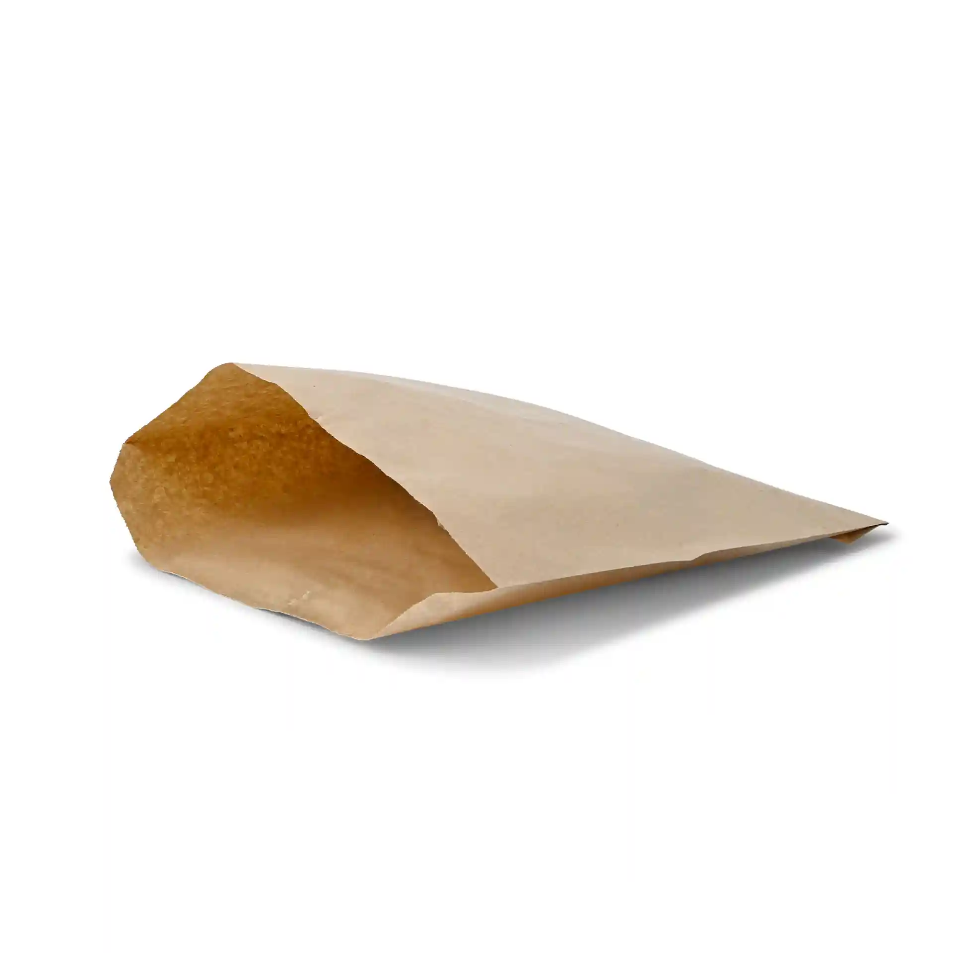 Brown paper flat bag with an open top, measuring 24.5 x 25 cm, made of uncoated paper.
