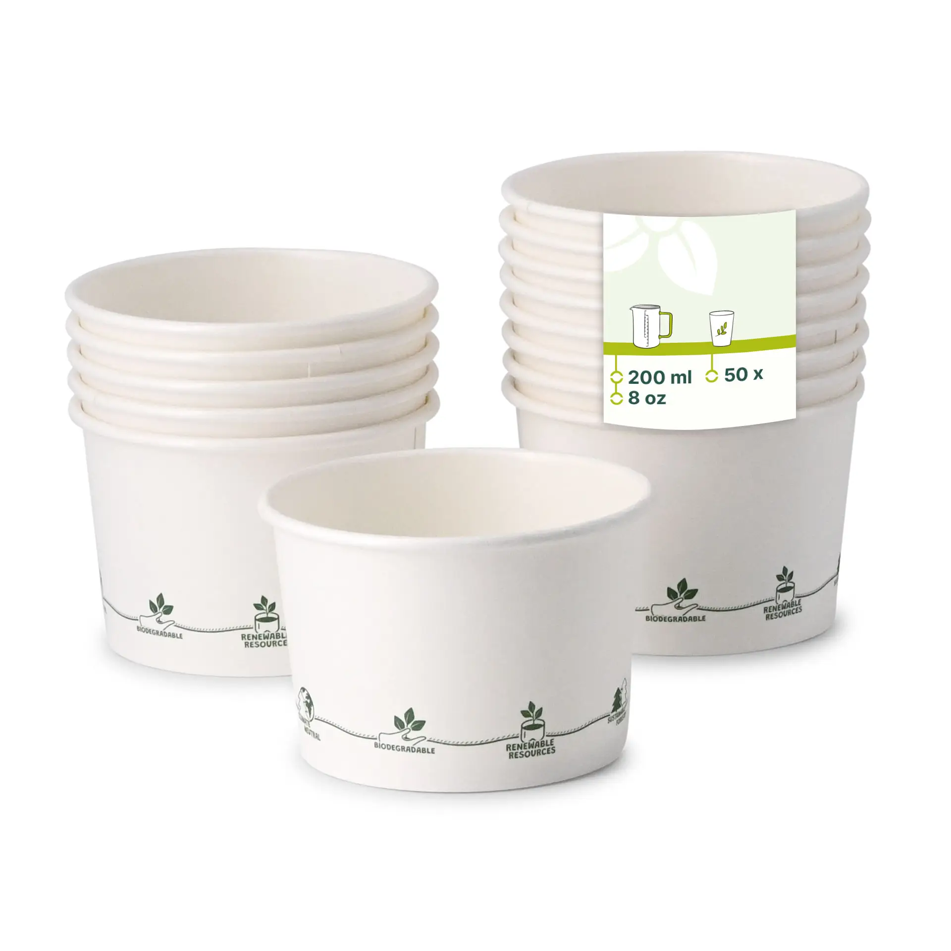 8 oz Cardboard Soup Cup(eco-friendly coating) , Ø 90 mm, "EcoUp©"-Icons dfc036111-karton-universal-becher-bio-beschichtet-200-ml-8-oz-90-mm-ecoup-icons
