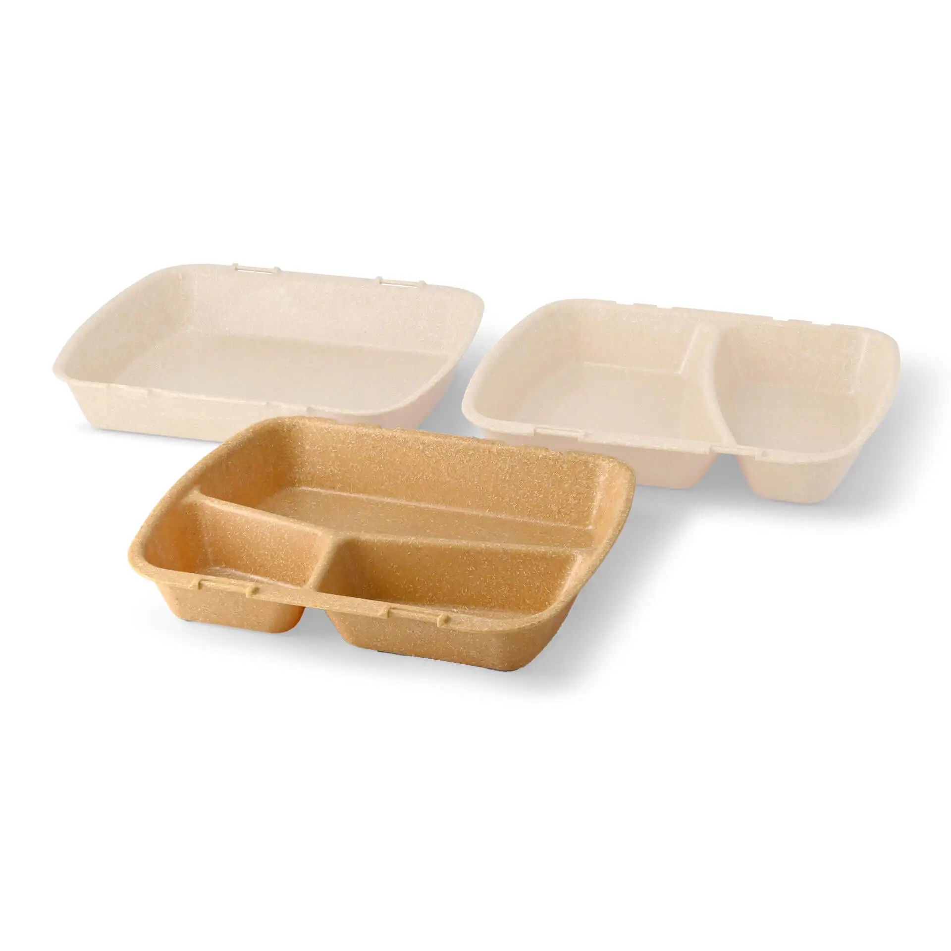 | 2 FÜR 1 | Mehrweg-Menü-Behälter "merways Box" 24,5 x 20 x 4,5 cm, 3 Kammern, HP4/3, Karamell / braun