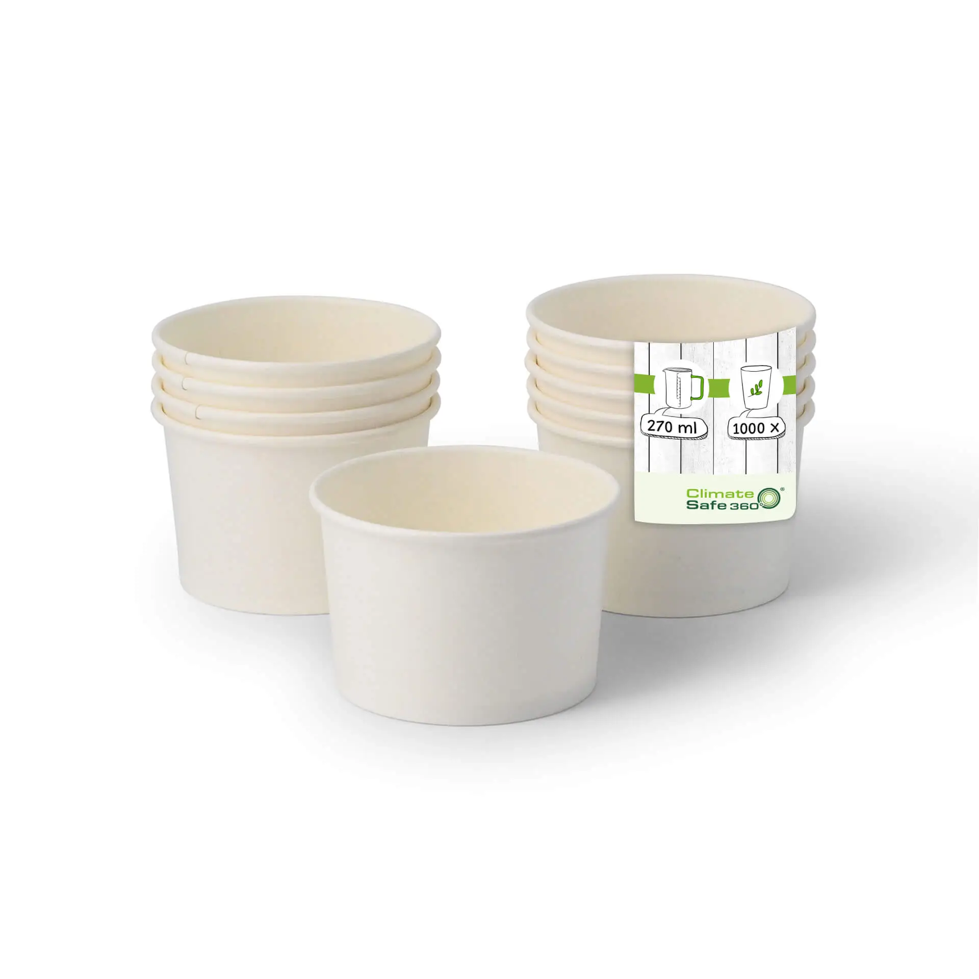 8 oz, max. 9.5 oz Paper Ice Cream Cups M, Ø 92 mm, white
