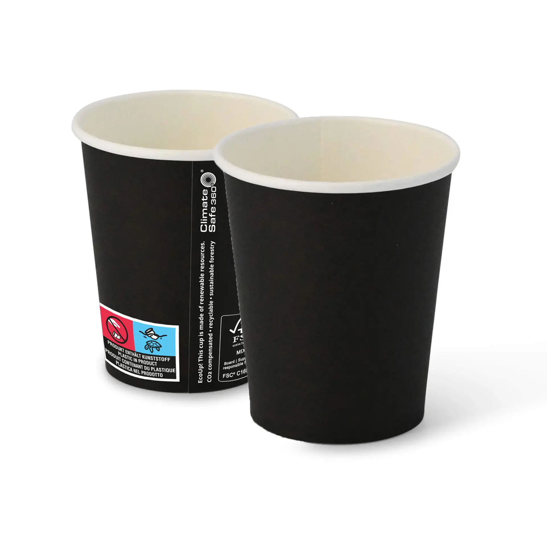 Pappbecher (beschichtet) 200 ml / 8 oz, Ø 80 mm, schwarz