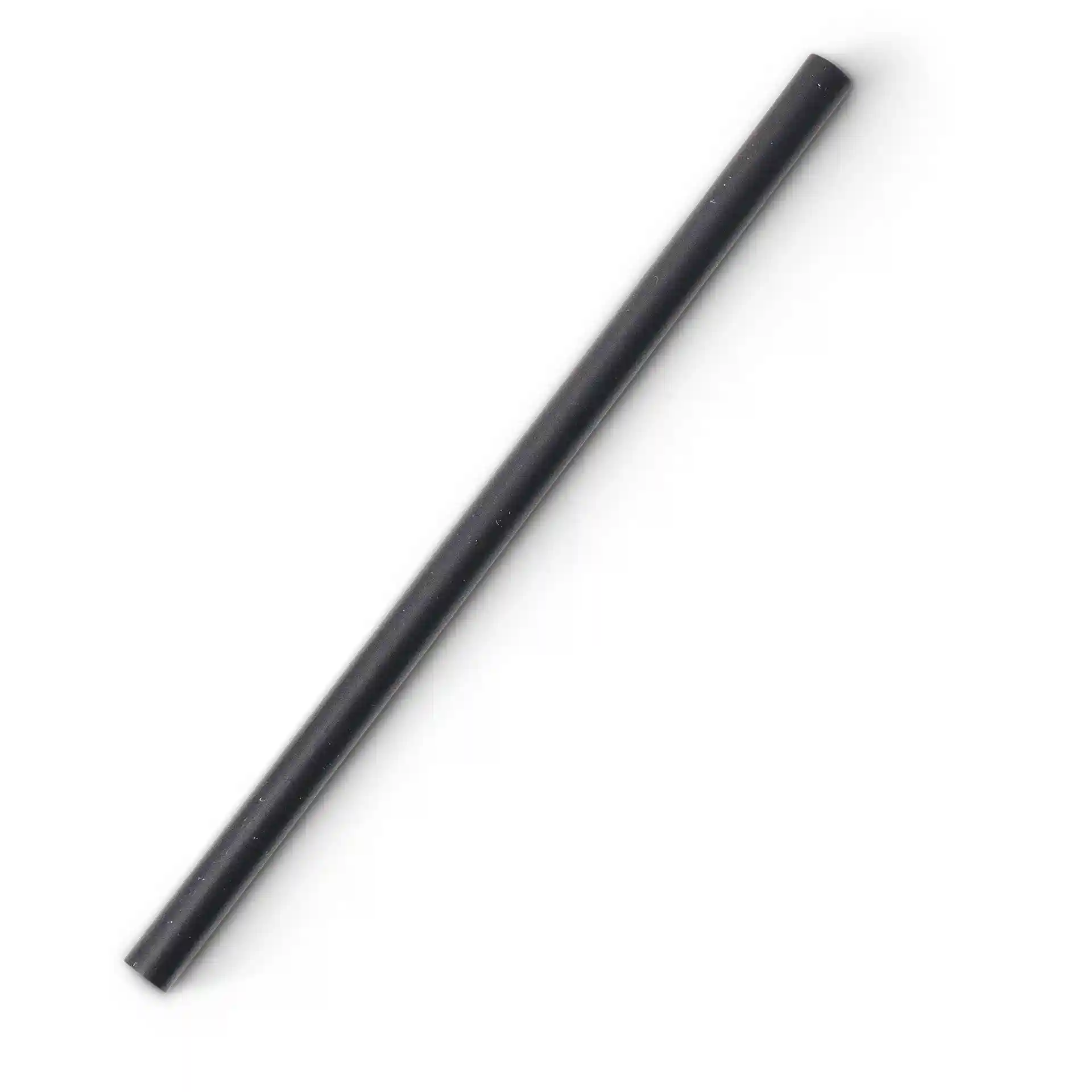 Black reusable cocktail straw, 15 cm long and 0.7 cm in diameter, made of polypropylene.