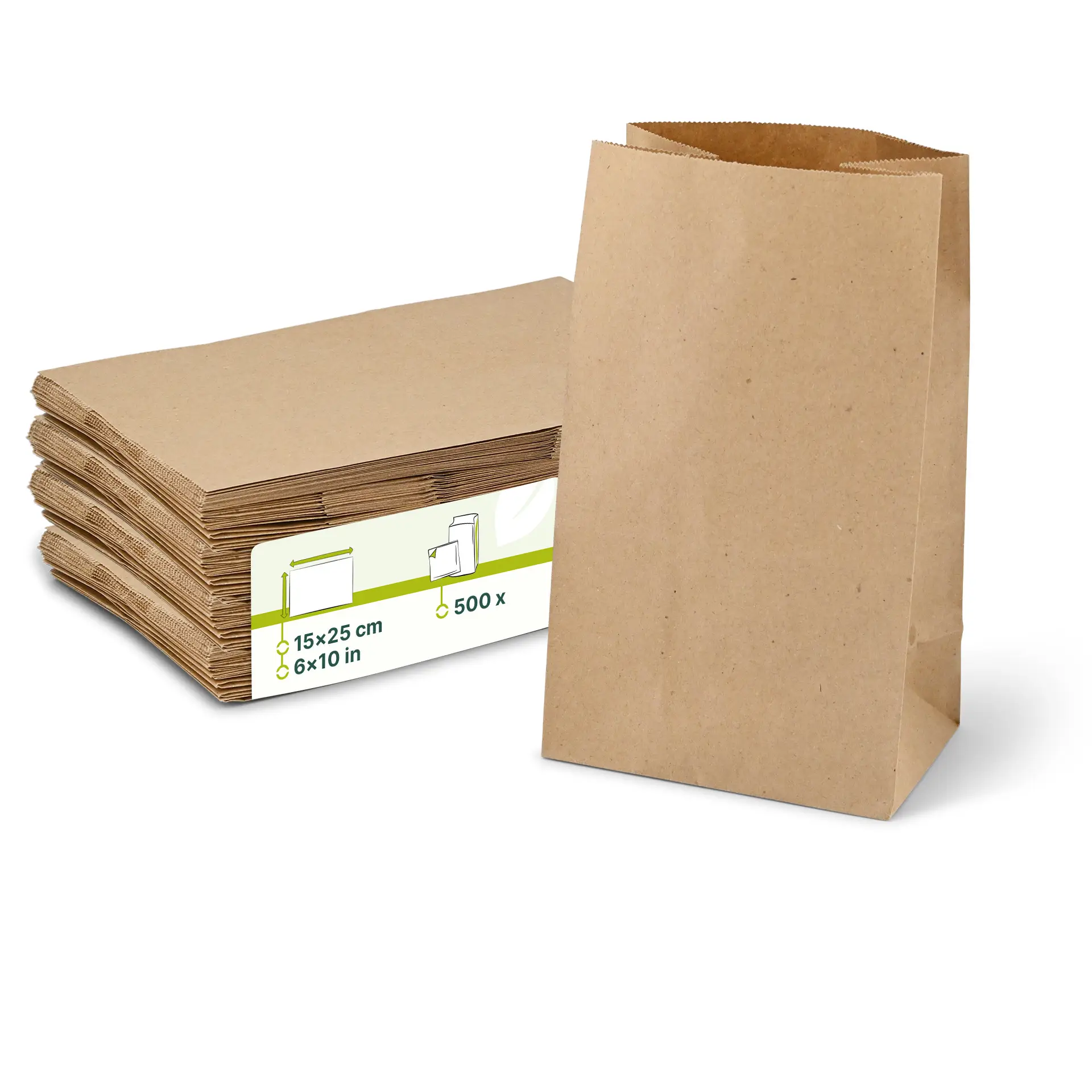 Blockbeutel L, 15 x 10 x 25 cm, braun, Kraftpapier Blockbeutel L, 15 x 10 x 25 cm, braun, Kraftpapier